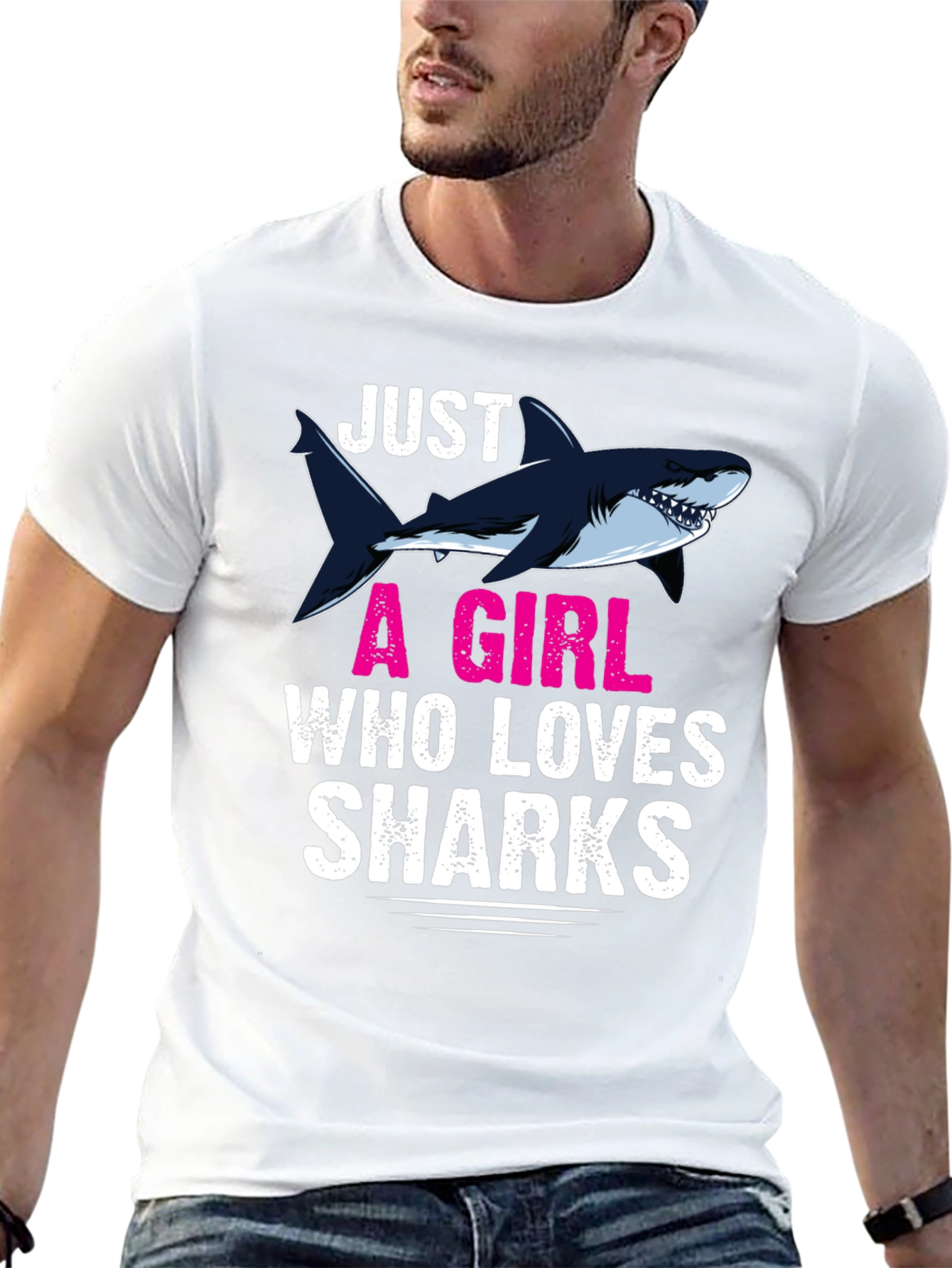 Black Just A Girl Who Loves Sharks Graphic T-Shirt view 13