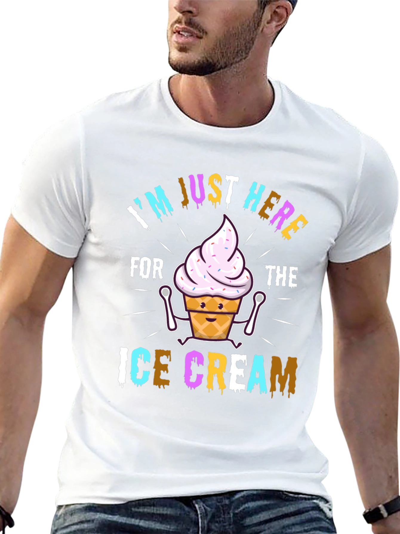 Black I'm Just Here For The Ice Cream Graphic T-Shirt view 13