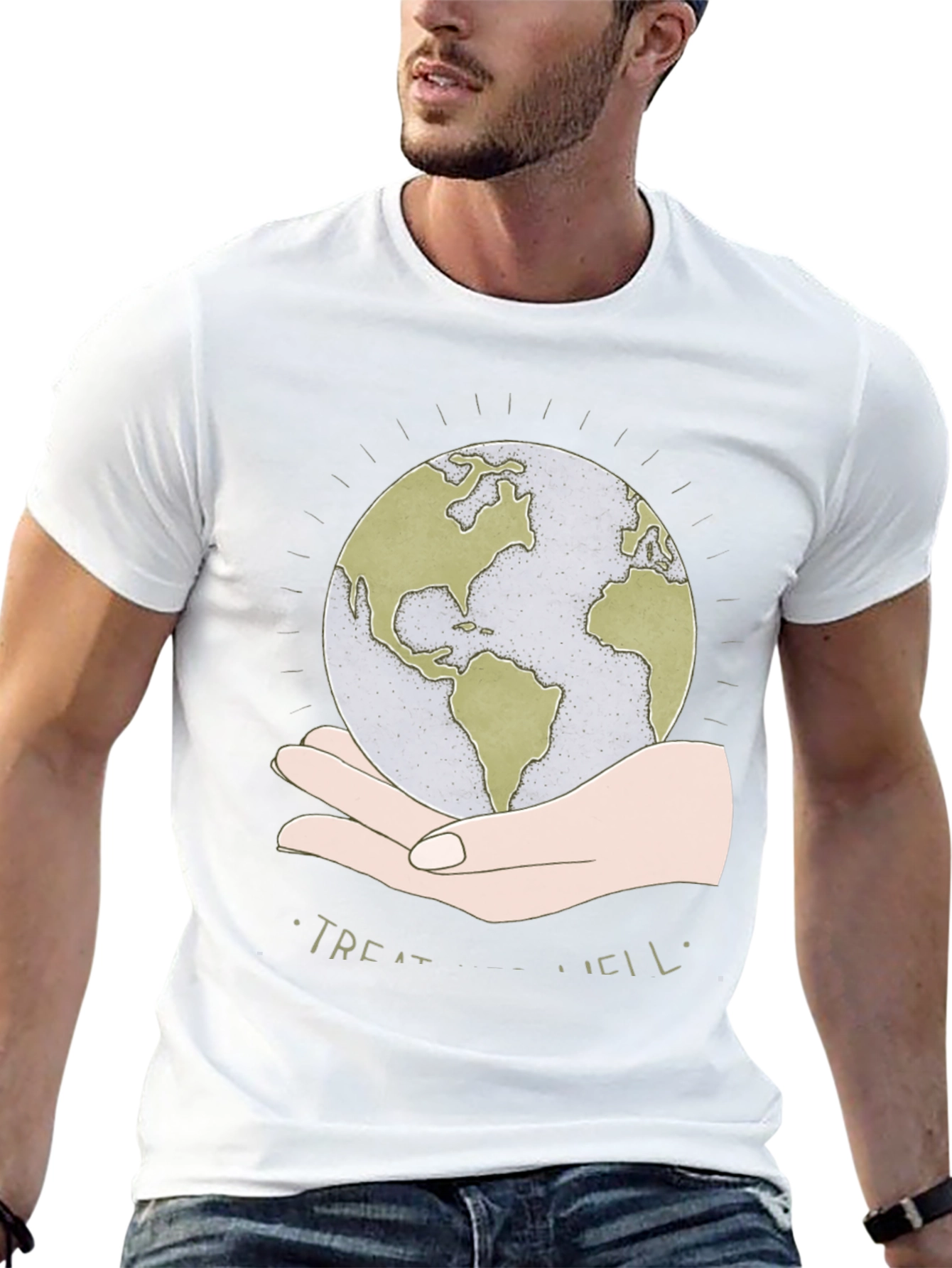 Treat Well Earth Graphic Tee - Black Cotton Blend - 13