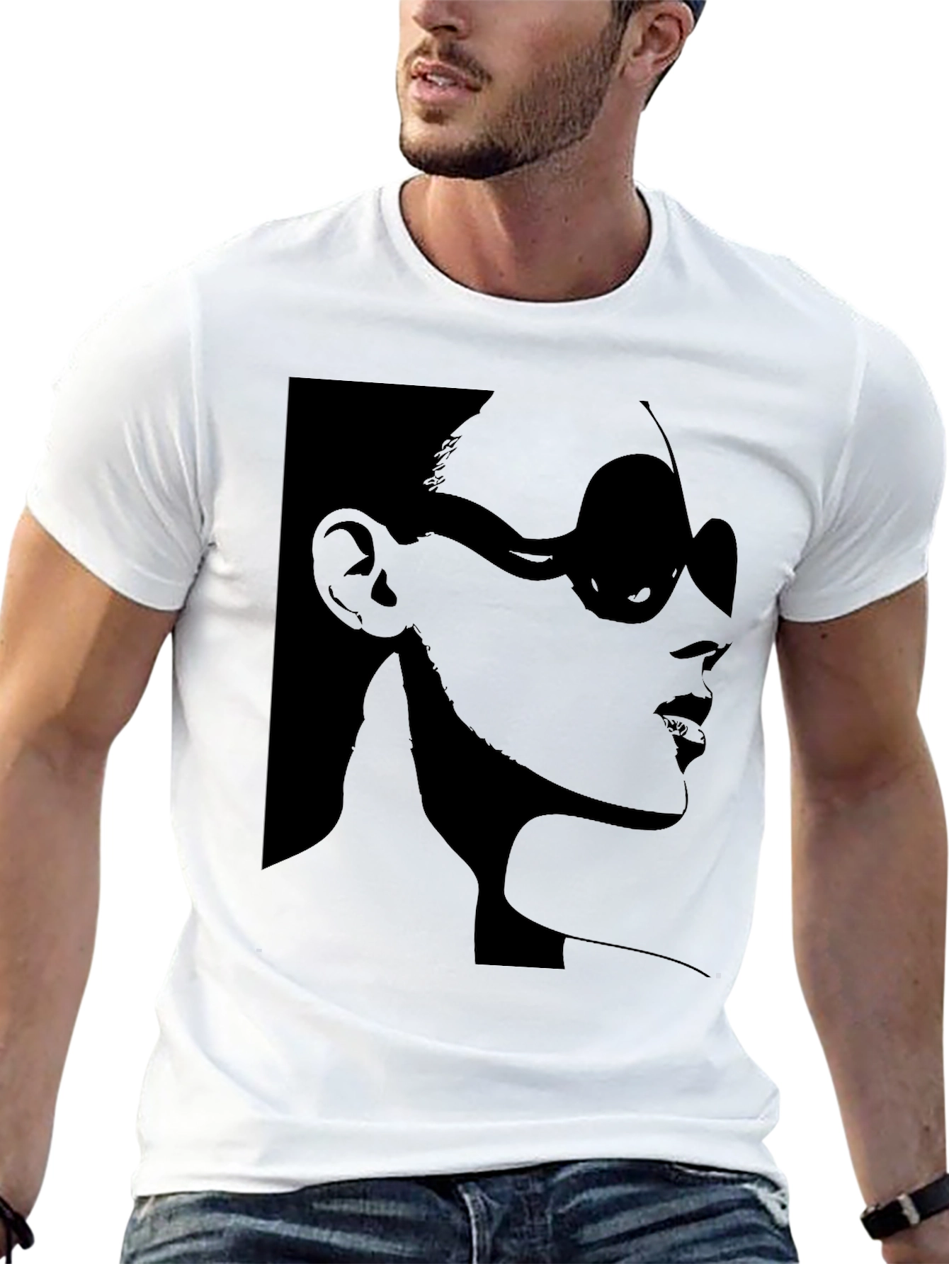 Black Stylish Silhouette Graphic T-Shirt view 13