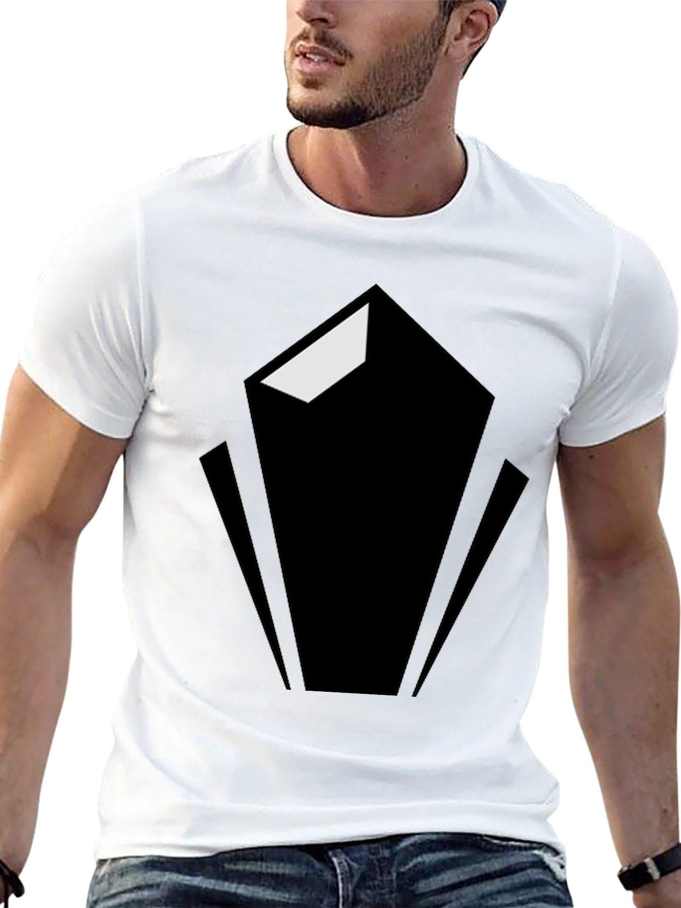 Black Geometric Graphic Tee - Modern Black Shirt view 13