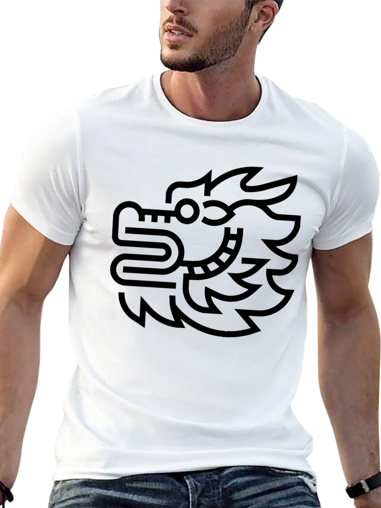 Black Black T-Shirt with Aztec Dragon Graphic view 13