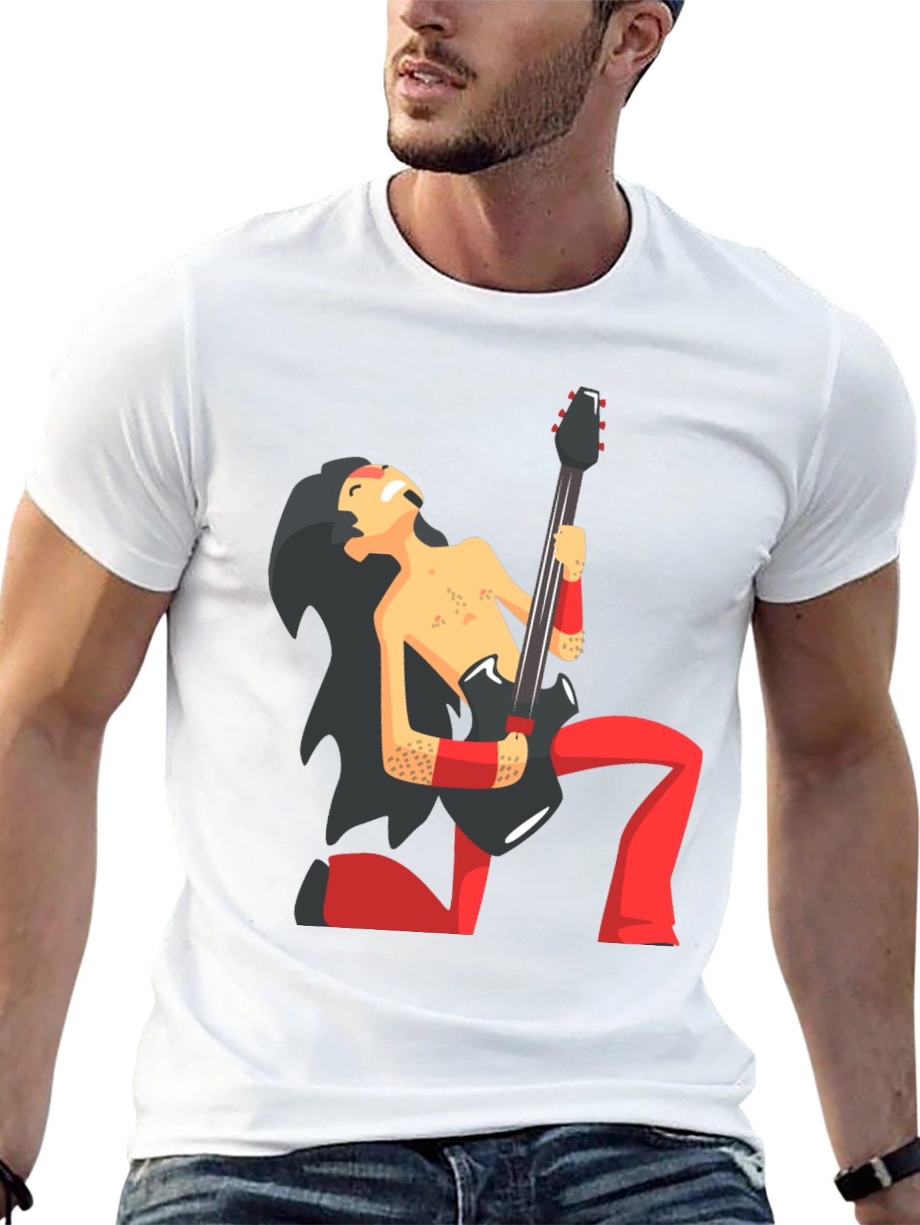 Black Cartoon Rocker Graphic Black T-Shirt view 13