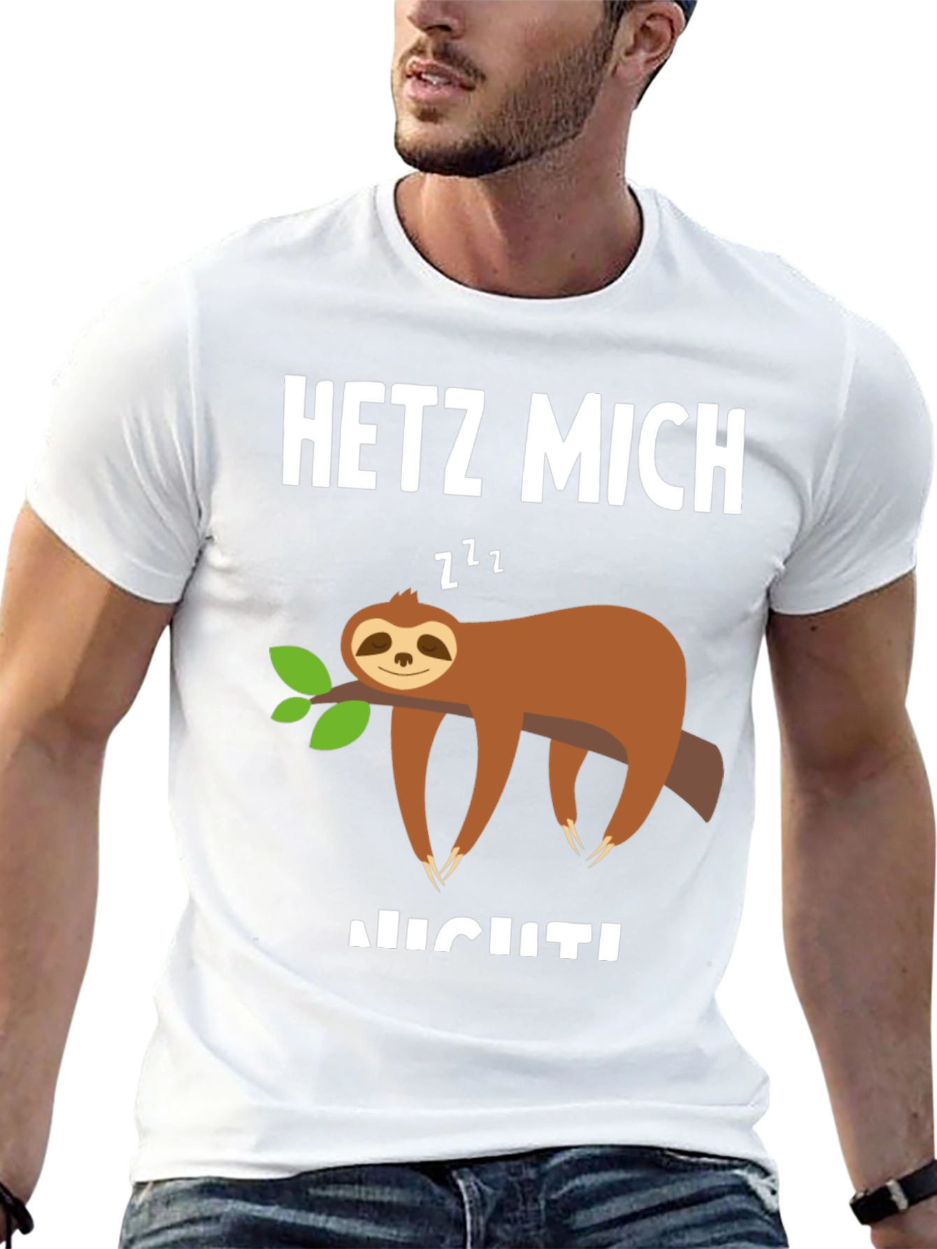 Black Sloth Graphic T-Shirt - 'Hetz Mich Nicht' - Unisex view 13