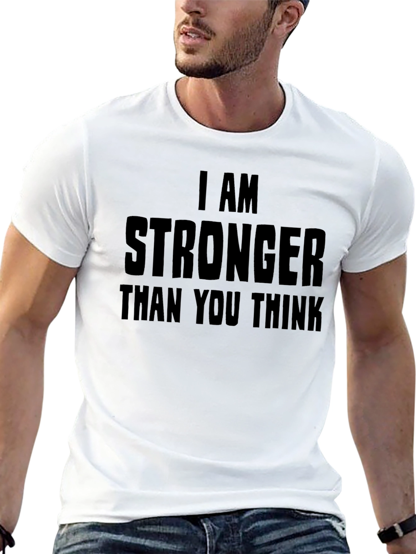 Black Stronger Than You Think Graphic Tee - Black view 13
