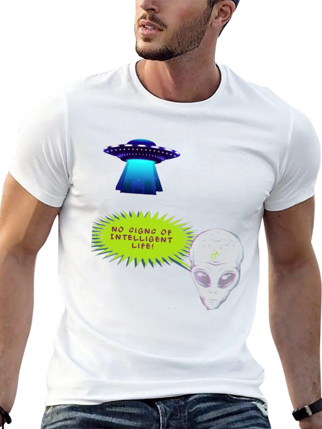 Black UFO Alien Graphic T-Shirt - No Signs of Intelligent Life! view 13