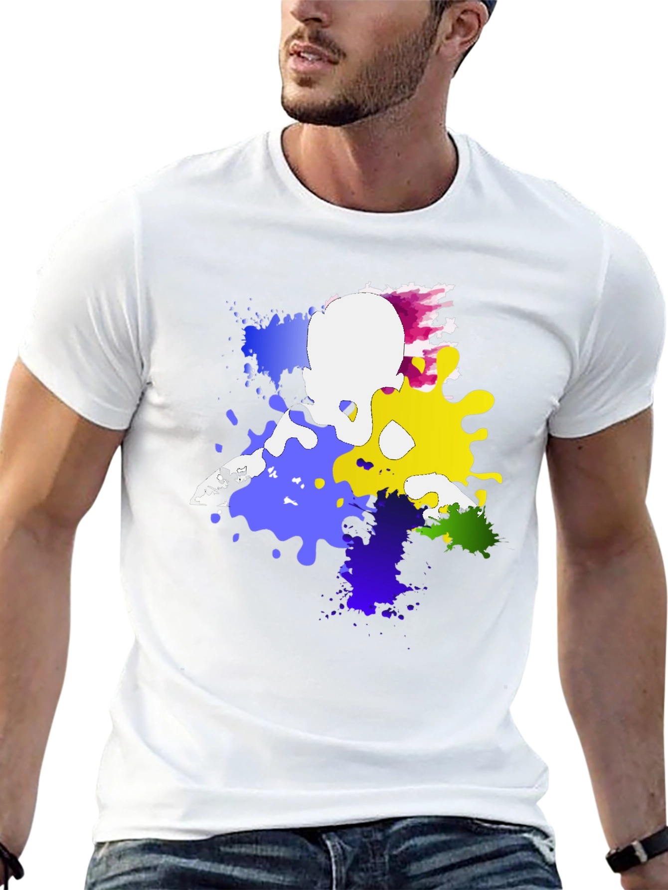 Black Abstract Paint Splatter Graphic Tee - Black view 13