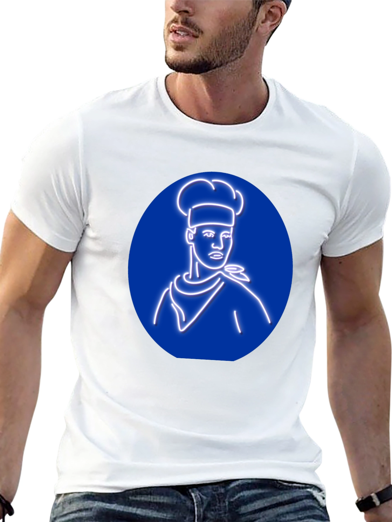 Black Chef Graphic Tee - Unique Neon Design, Black T-Shirt view 13