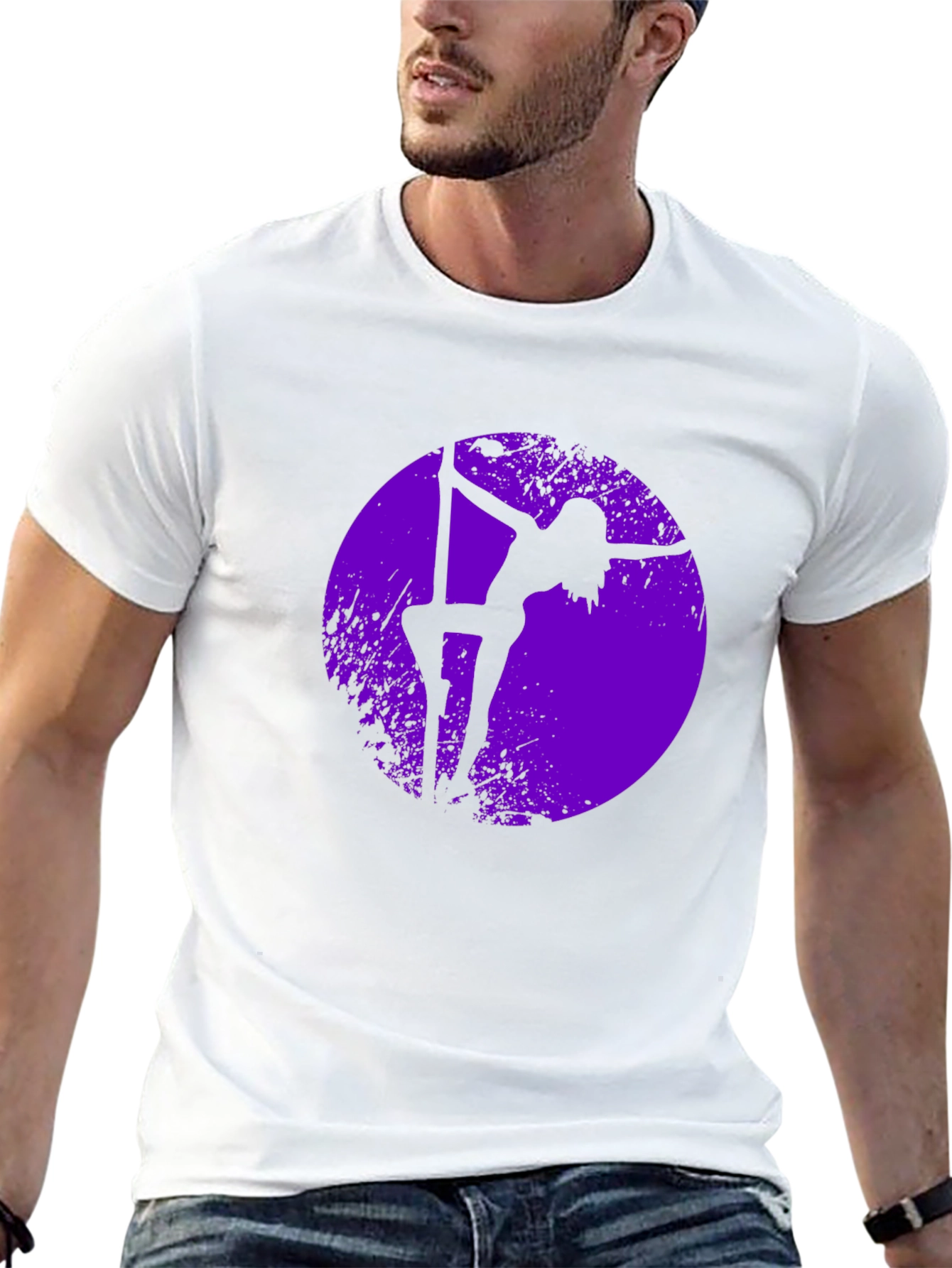 Black Pole Dancer Silhouette Graphic Tee - Black Cotton Shirt view 13