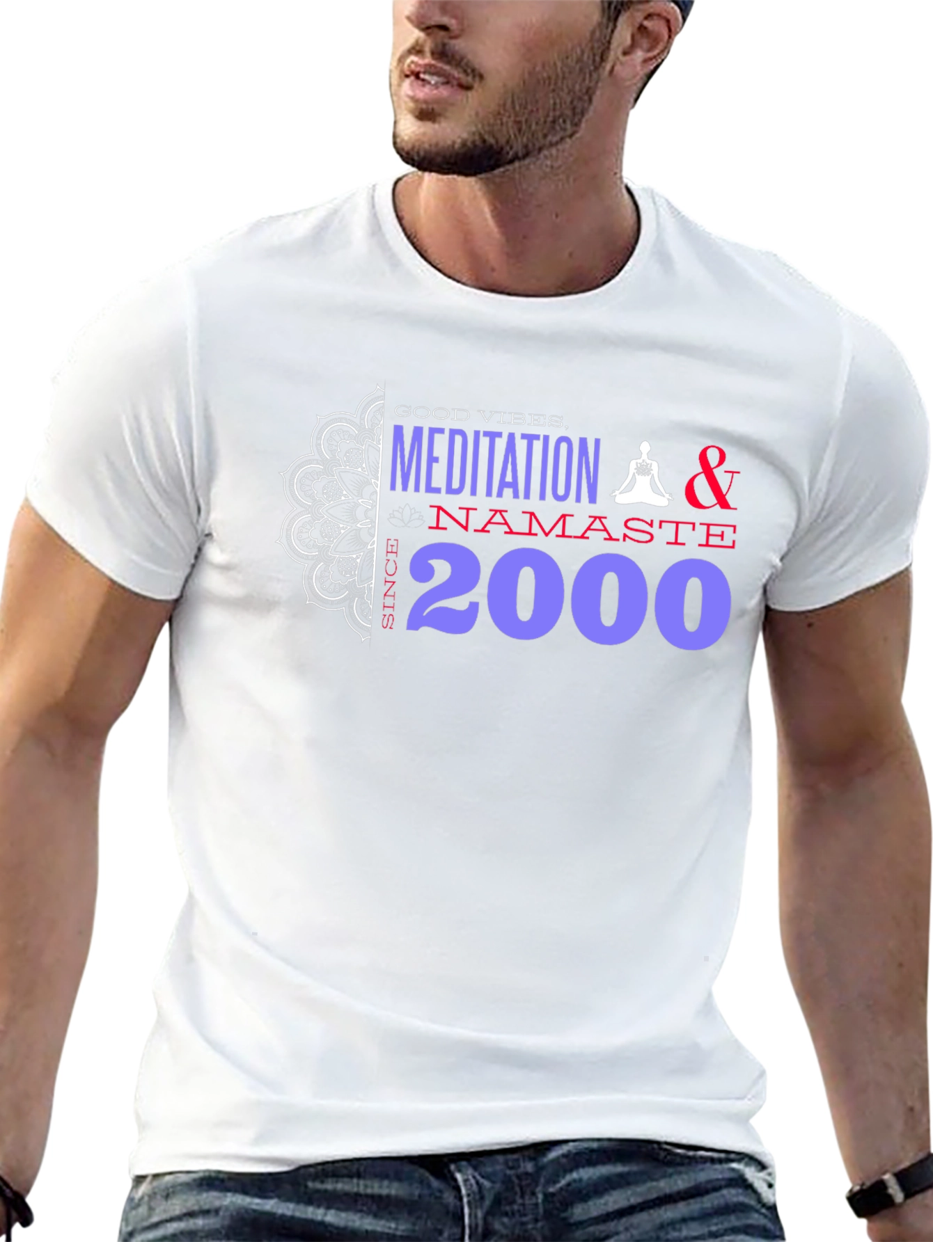 Black Meditation Namaste T-Shirt - Good Vibes Since 2000 view 13