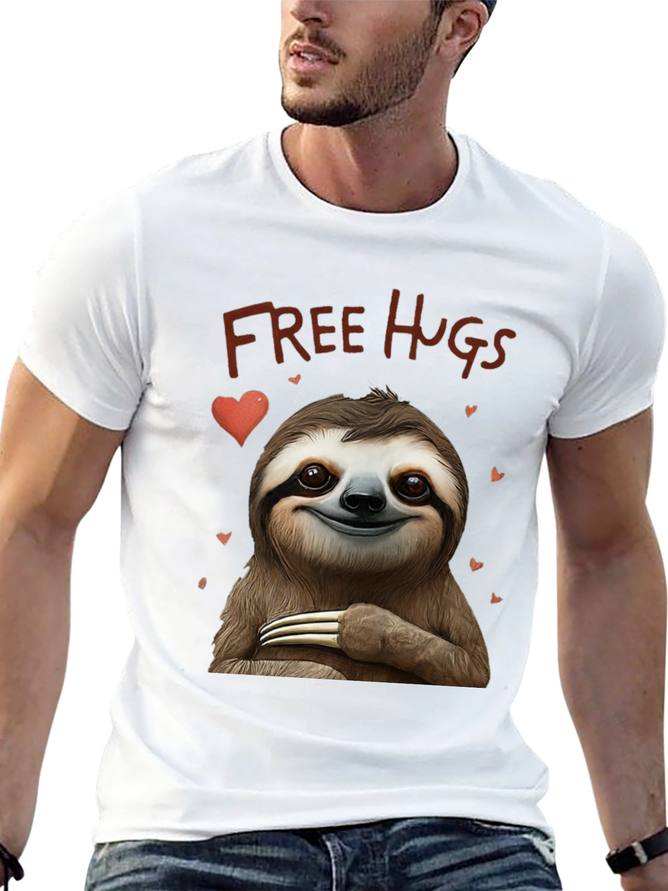 Black Sloth Free Hugs Graphic T-Shirt view 13