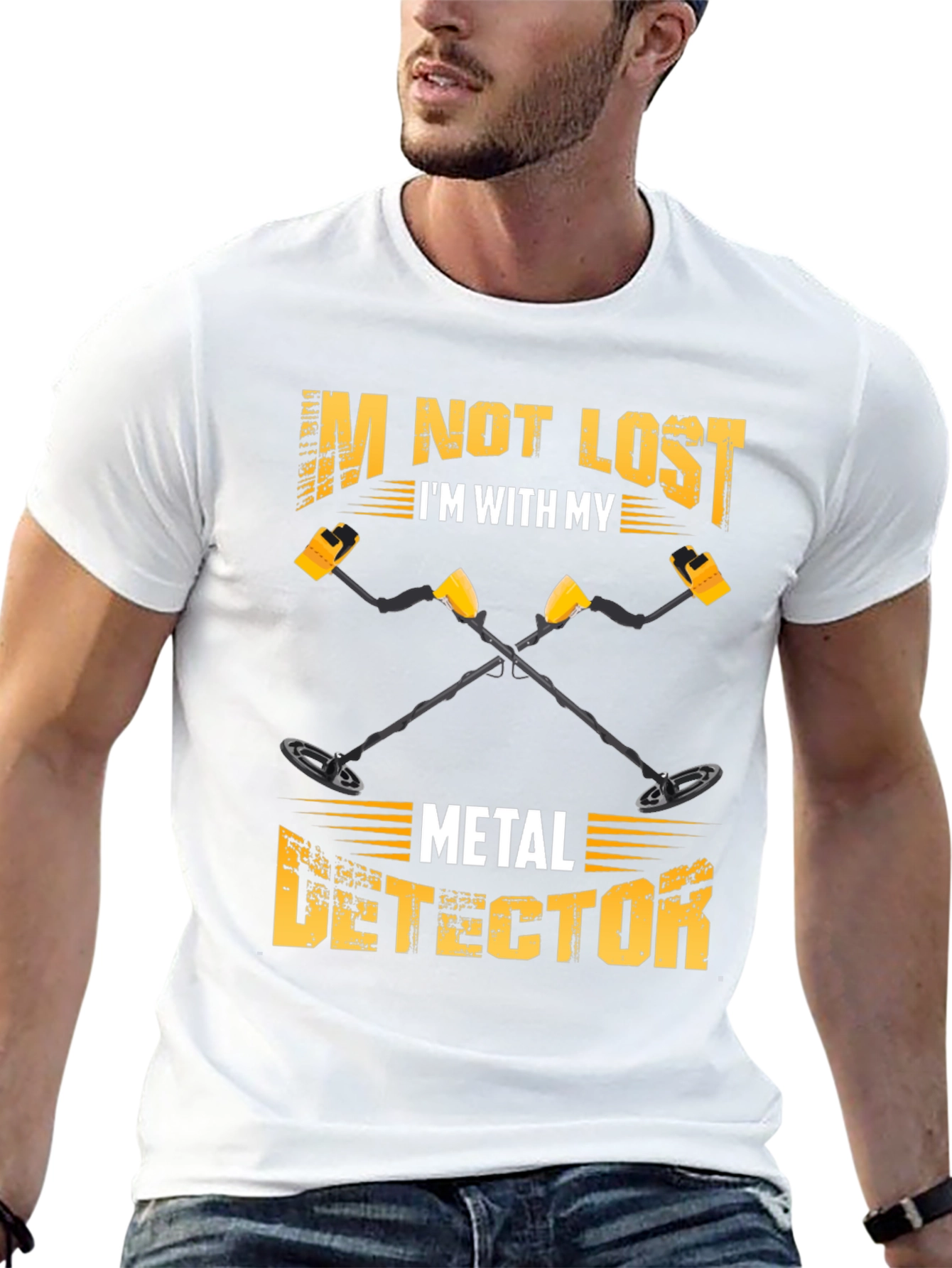 Black I'm Not Lost Metal Detector T-Shirt view 13