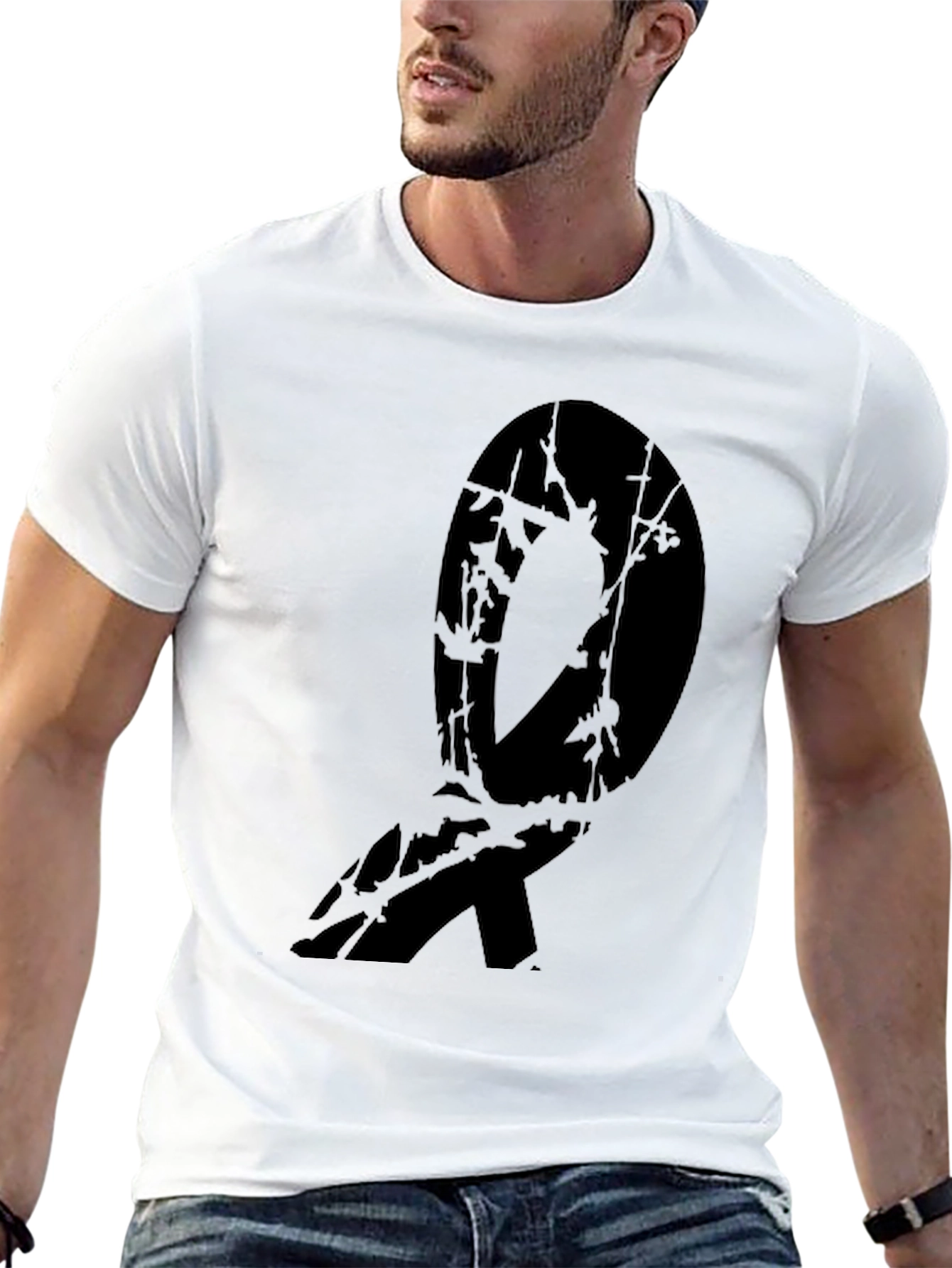 Black Abstract Branch Design Black T-Shirt view 13