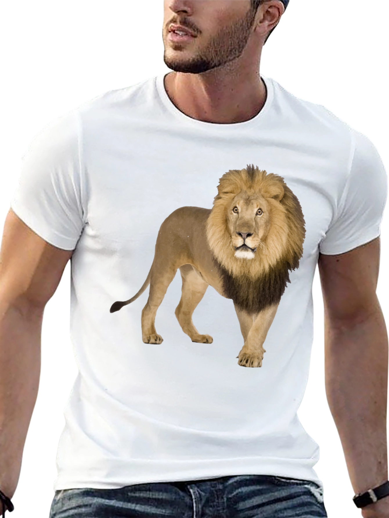 Black Lion Graphic Print Crew Neck T-Shirt view 13