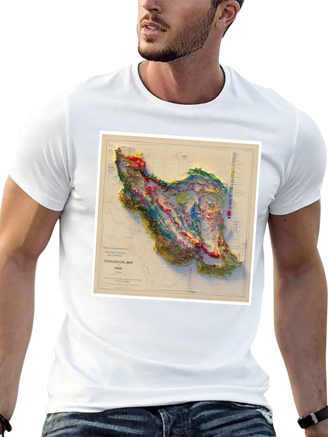 Black Iran Geological Map Graphic T-Shirt view 13