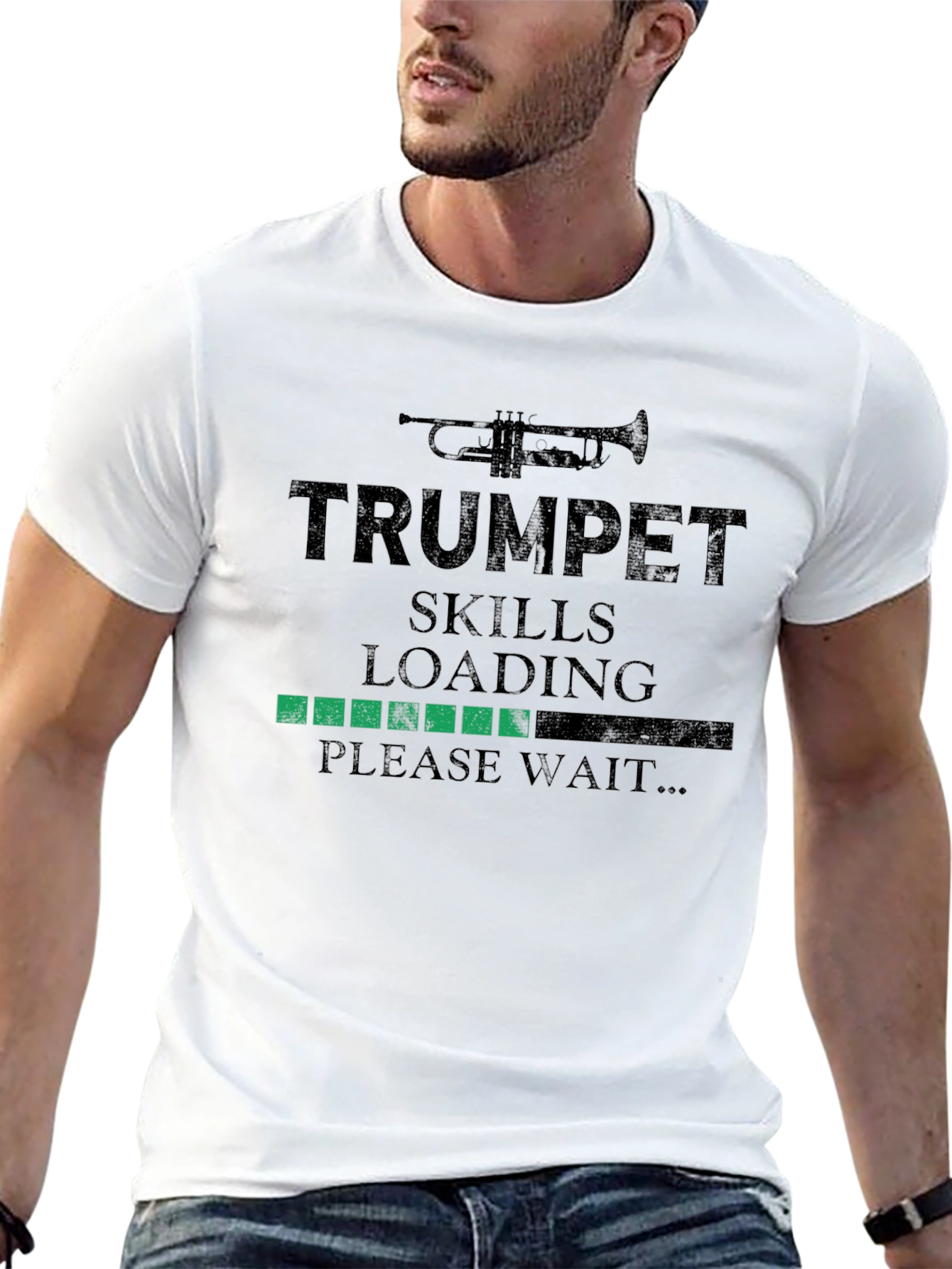 Black Trumpet Skills Loading T-Shirt - Musician Gift view 13