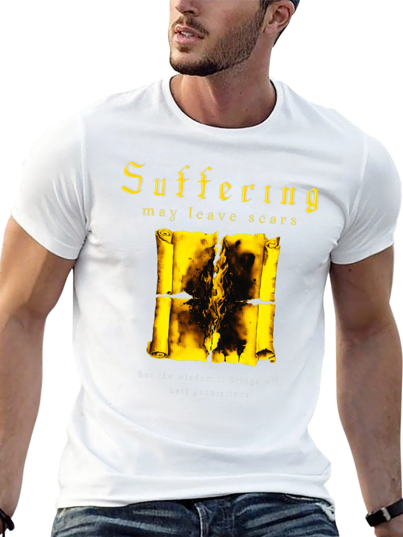 Black Suffering Wisdom Graphic Tee - Black Cotton Blend view 13