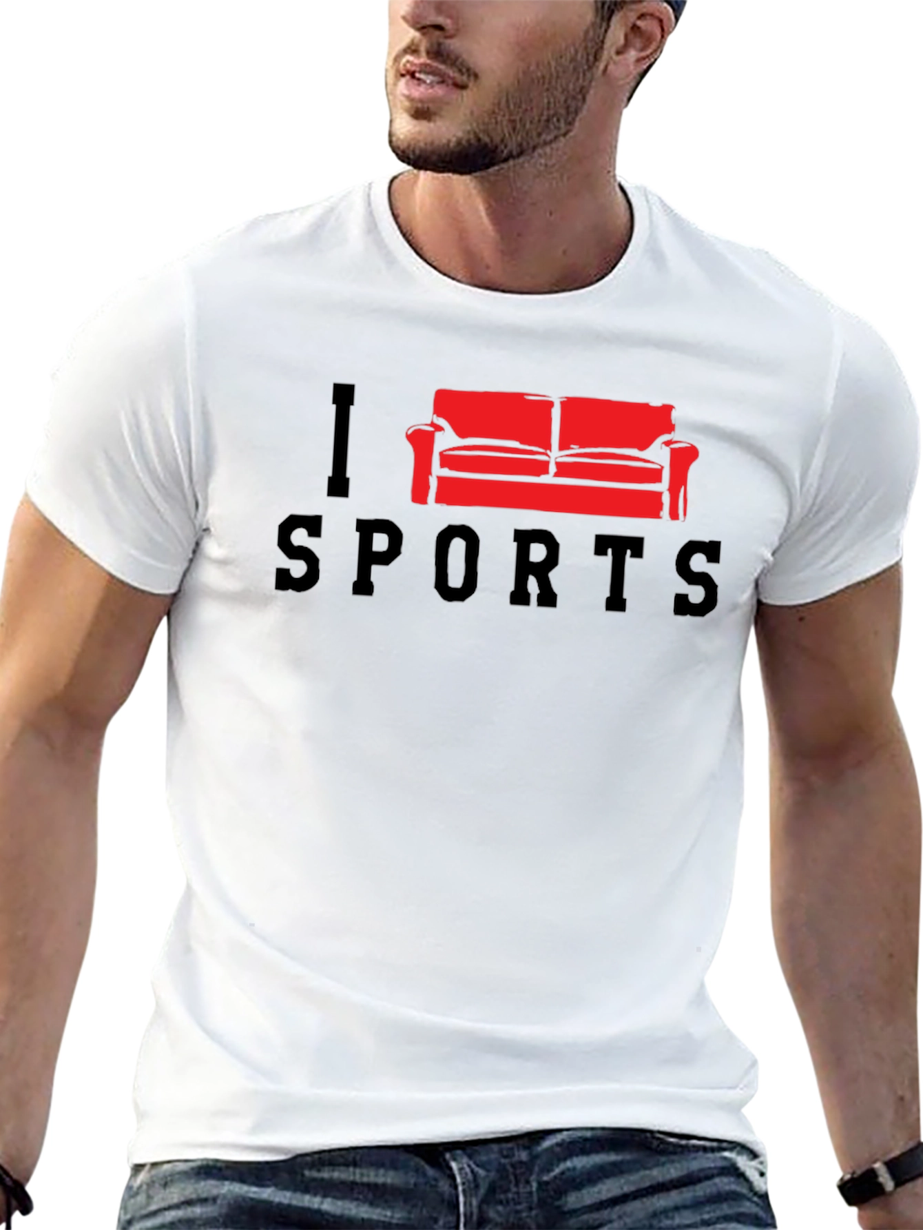 Black I Couch Sports T-Shirt - Funny Lazy Fan Tee view 13