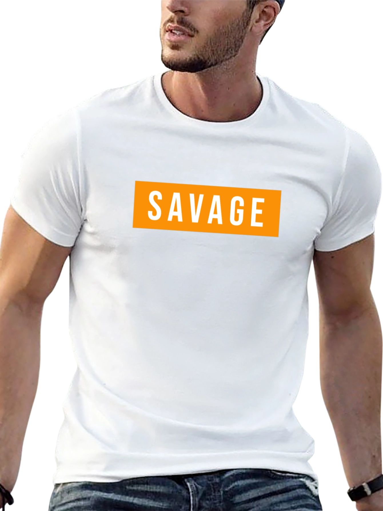 Black Men's Savage Graphic Tee - Bold Streetwear Style view 13