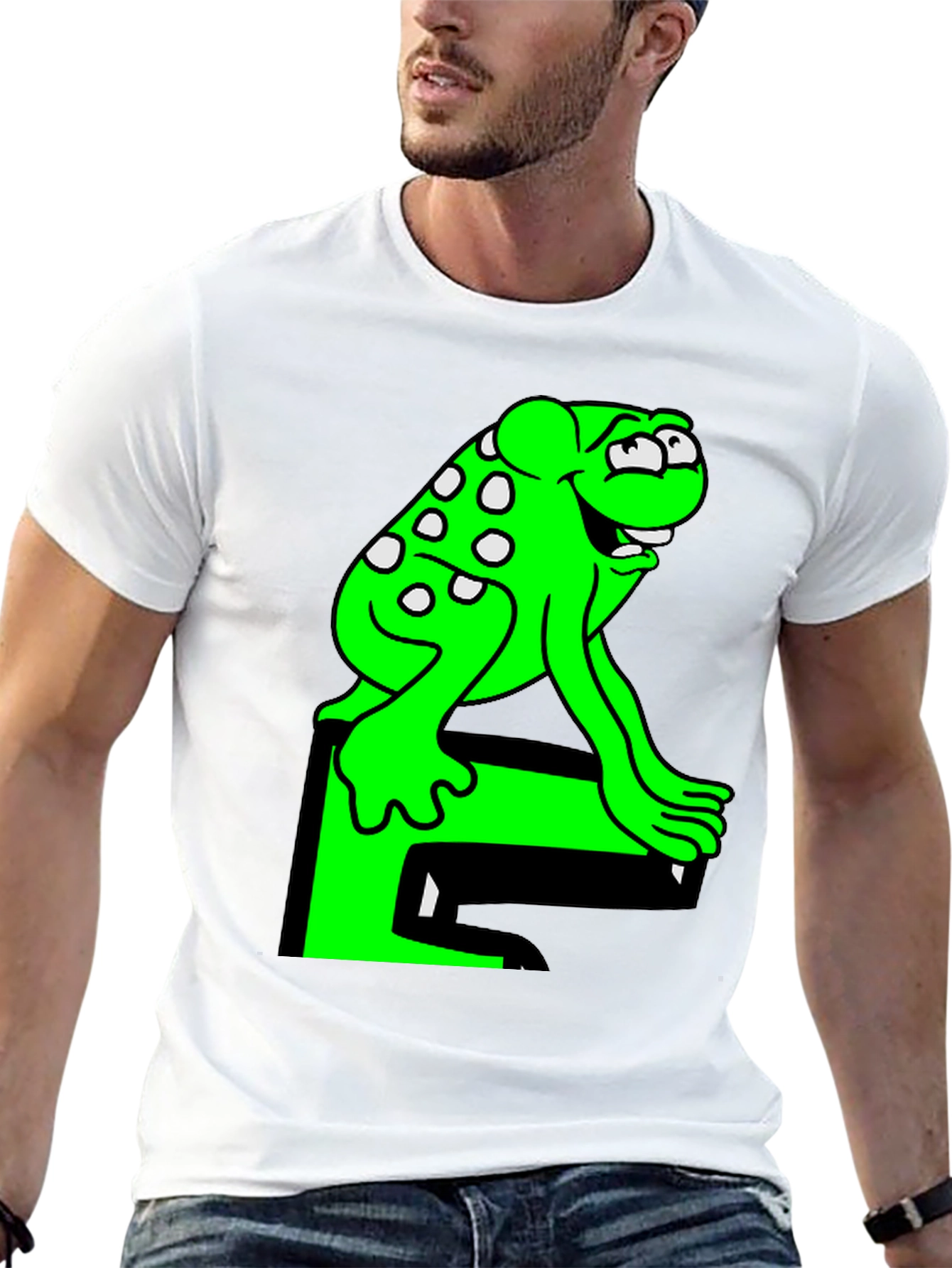 Black Fun Frog Graphic Tee - Black Cotton T-Shirt view 13