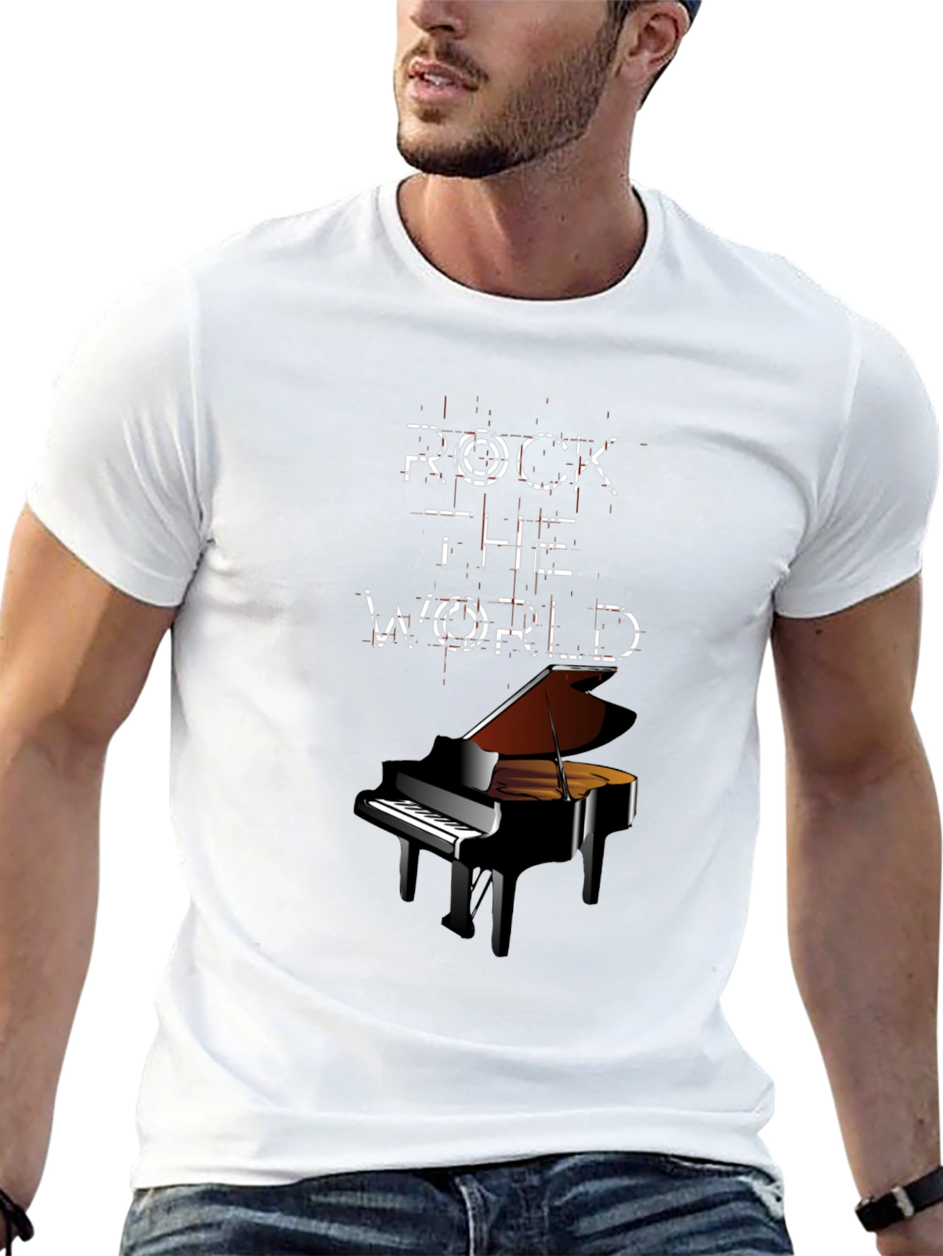 Black Rock the World Piano Graphic Tee - Black view 13