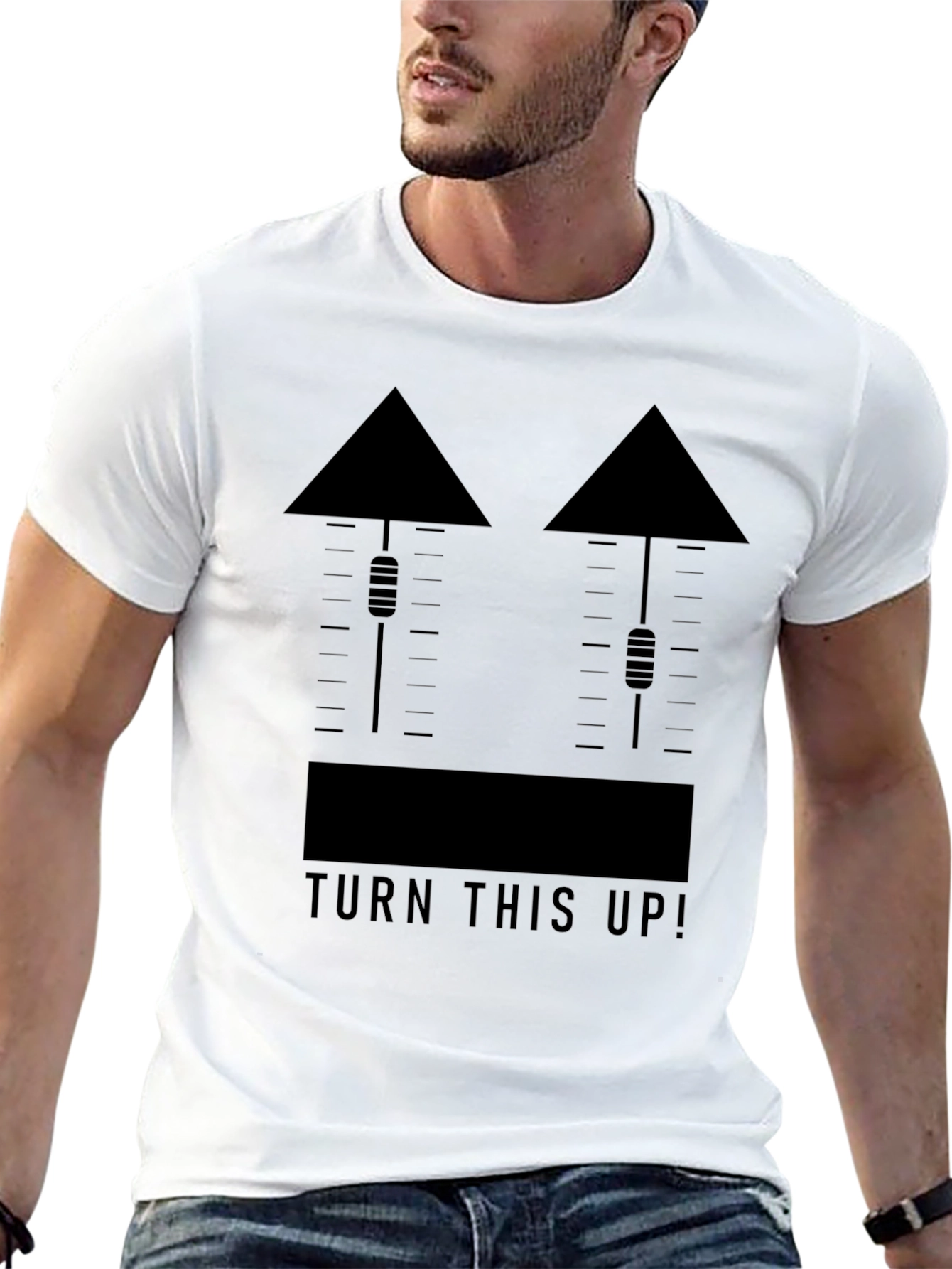 Black Turn This Up Graphic T-Shirt - Black Crew Neck Tee view 13