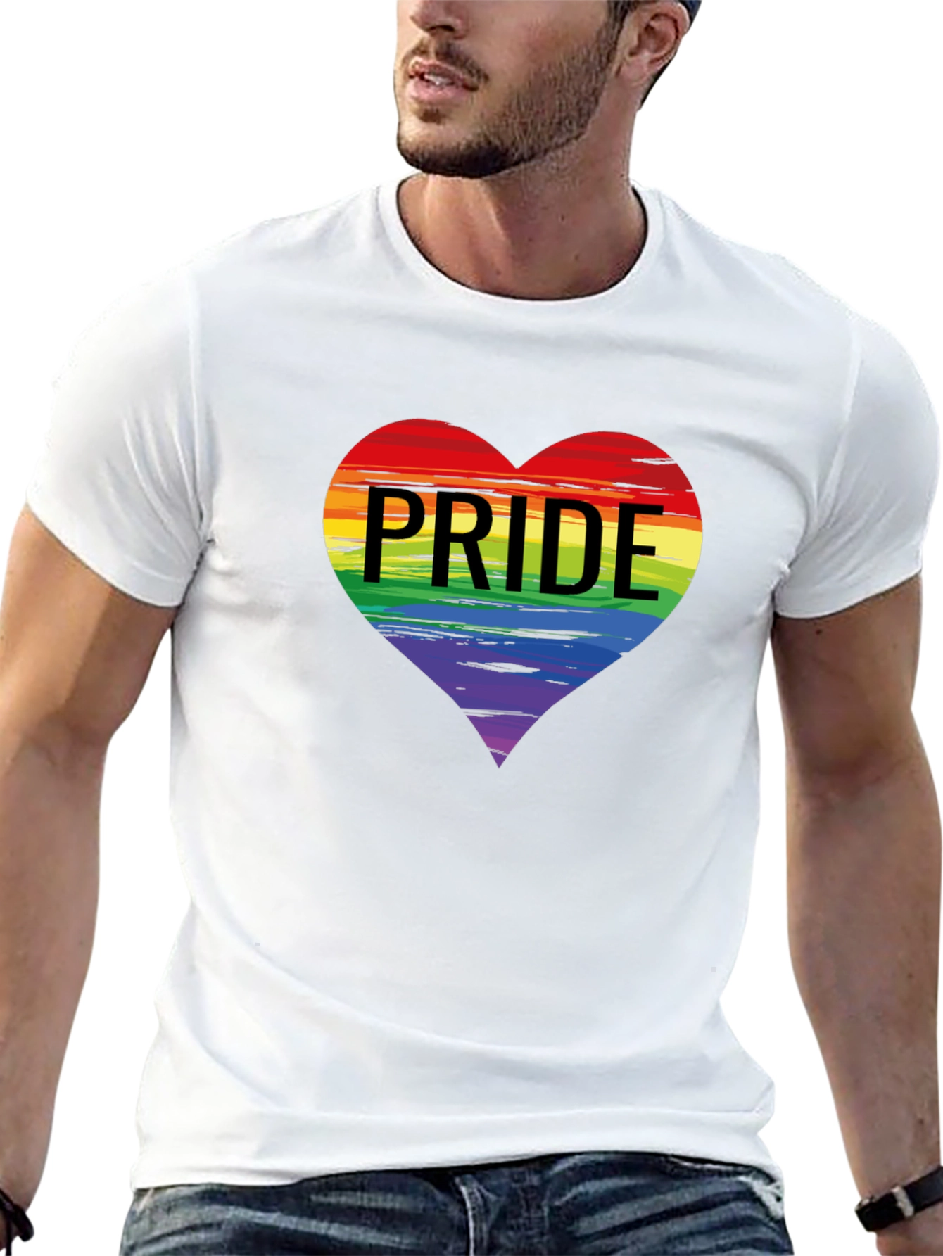 Black Pride Heart Graphic T-Shirt - Black Crew Neck Tee view 13