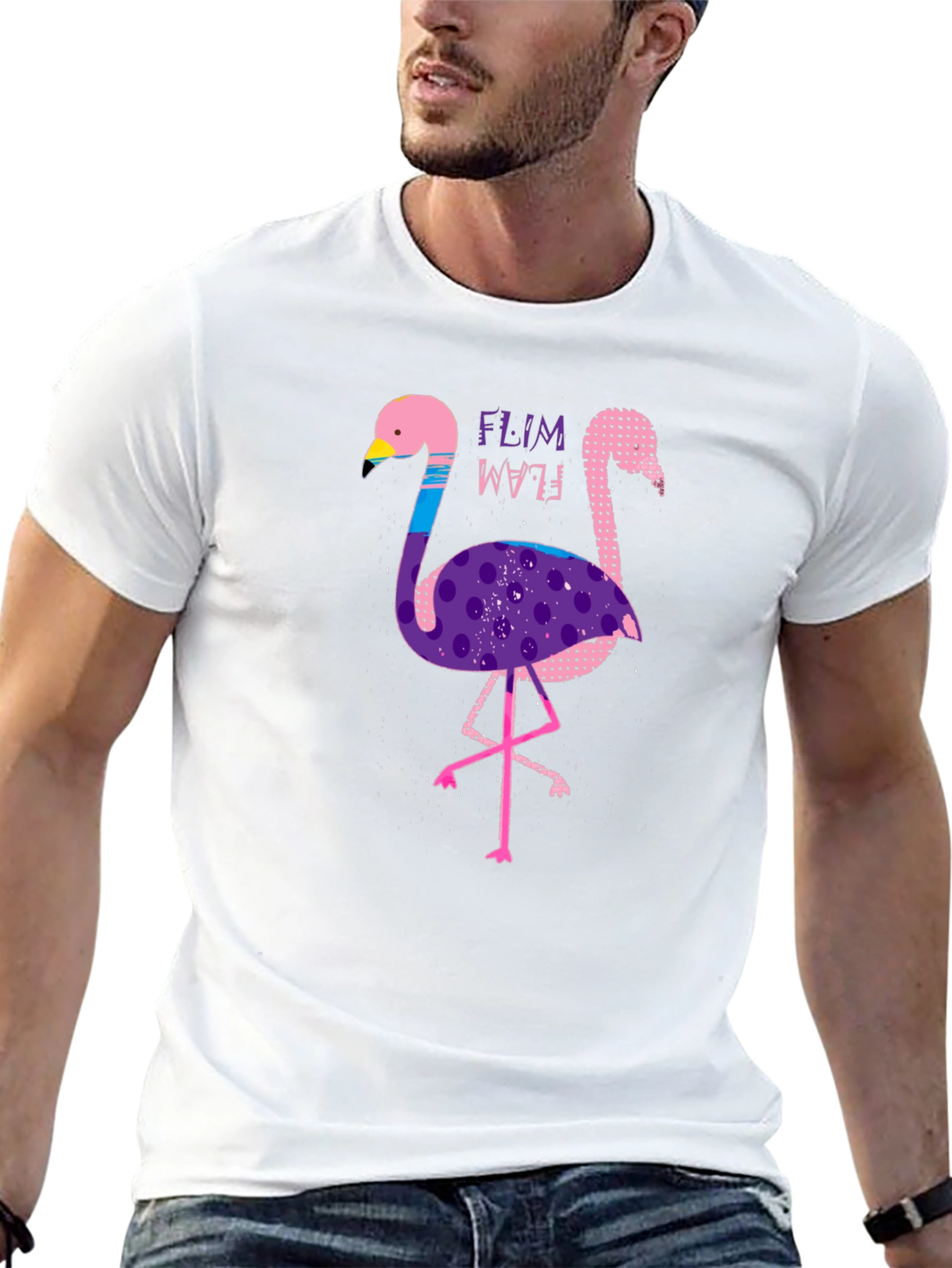 Black Funky Flamingo Graphic Tee - Stylish Black T-Shirt view 13