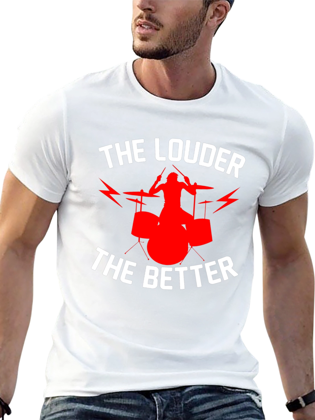 Black The Louder The Better Drummer T-Shirt view 13