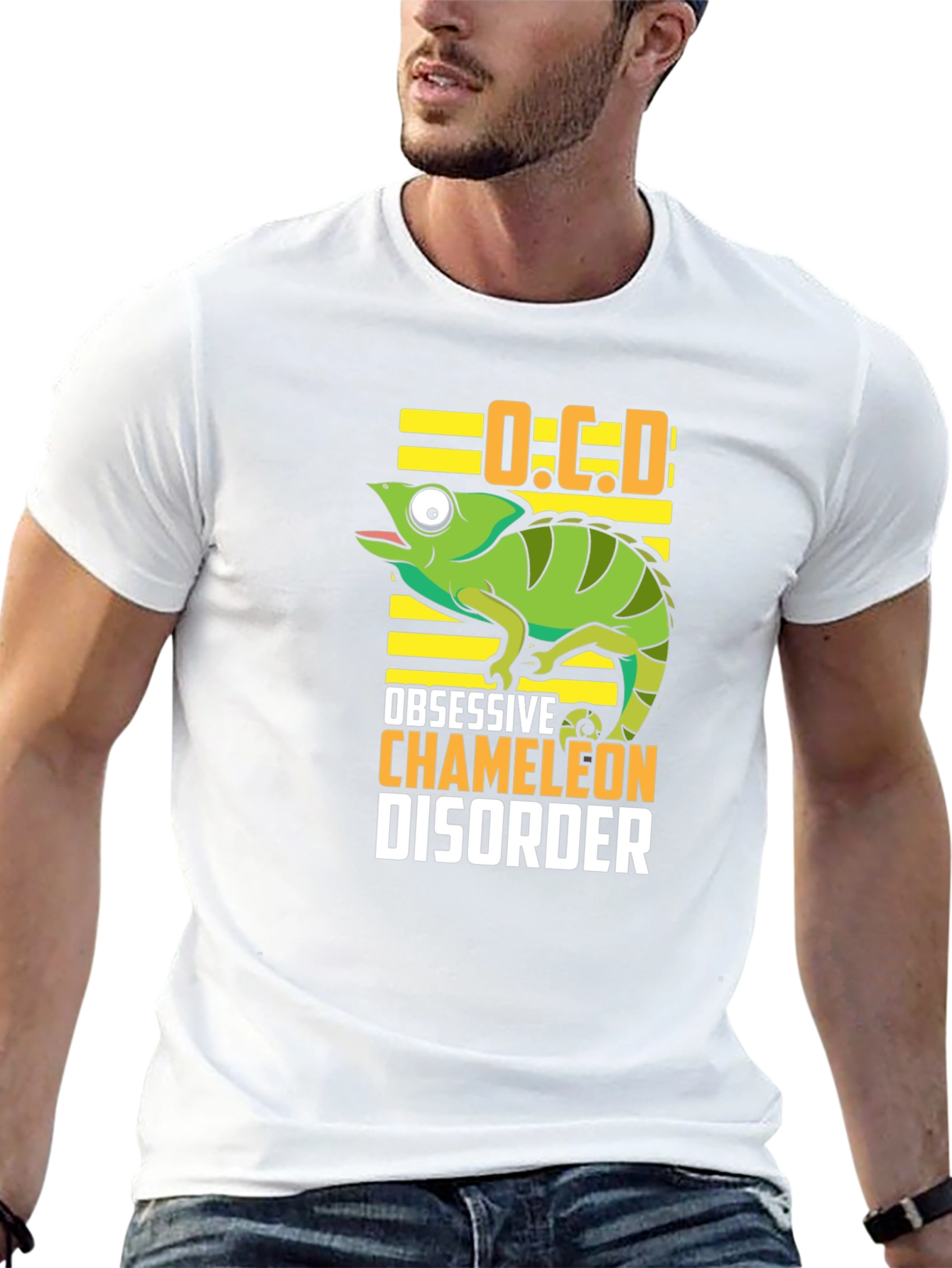Black OCD Obsessive Chameleon Disorder T-Shirt view 13