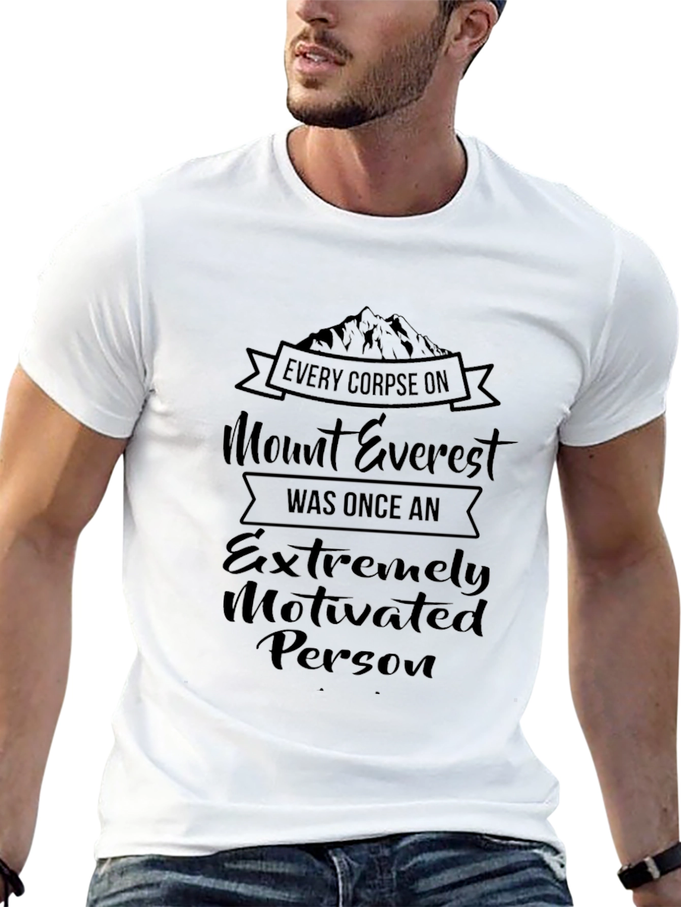 Black Mount Everest Motivated Person Graphic Tee - Black view 13