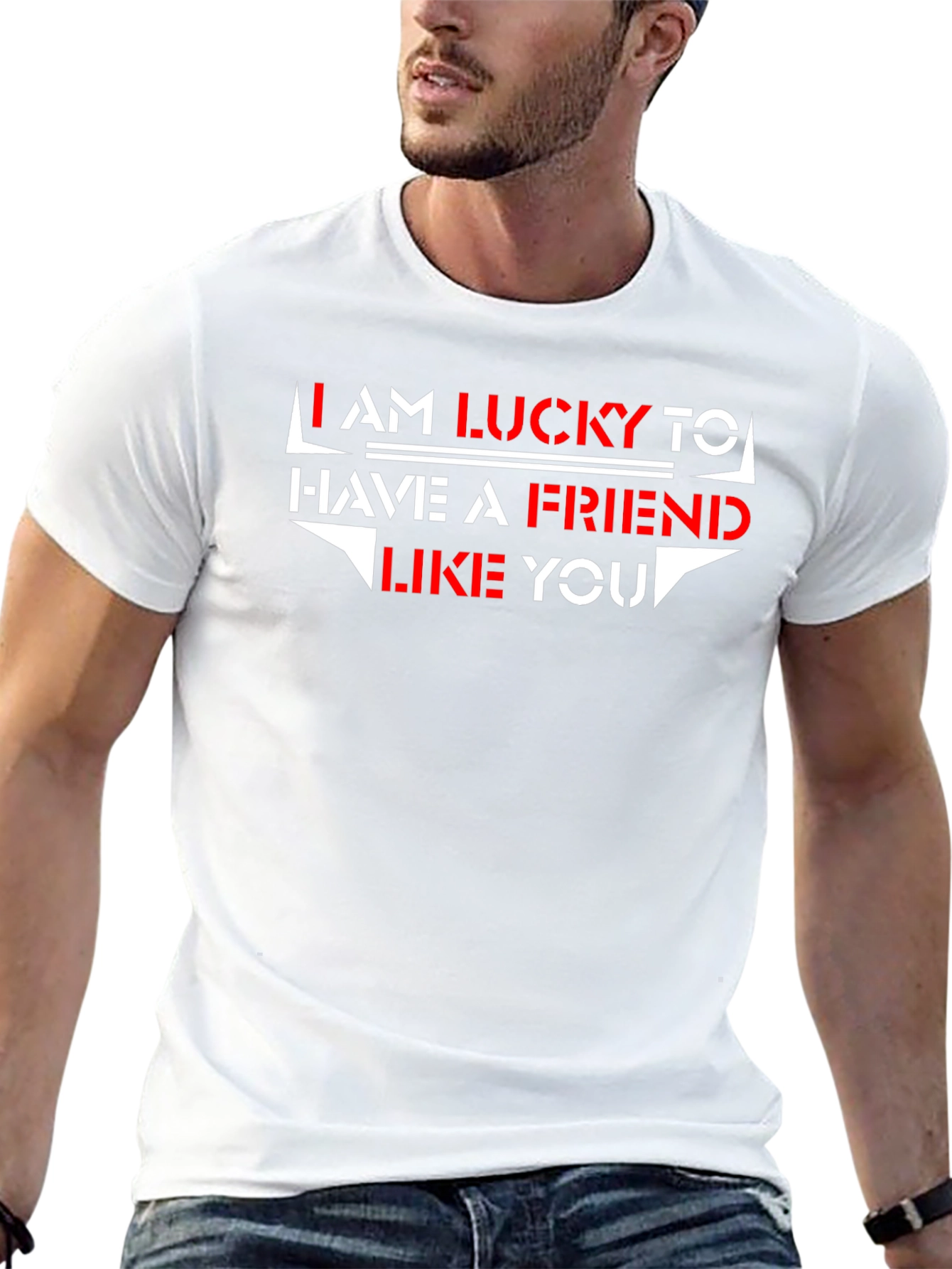 Black Lucky Friend Graphic Tee - Soft Cotton Blend view 13