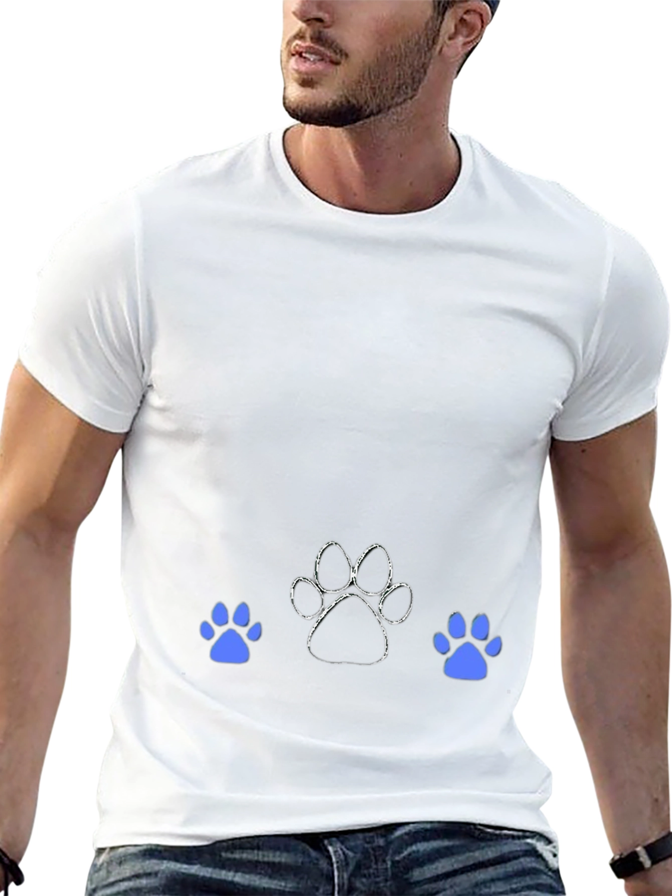 Black Dog Paw Print Graphic T-Shirt view 13