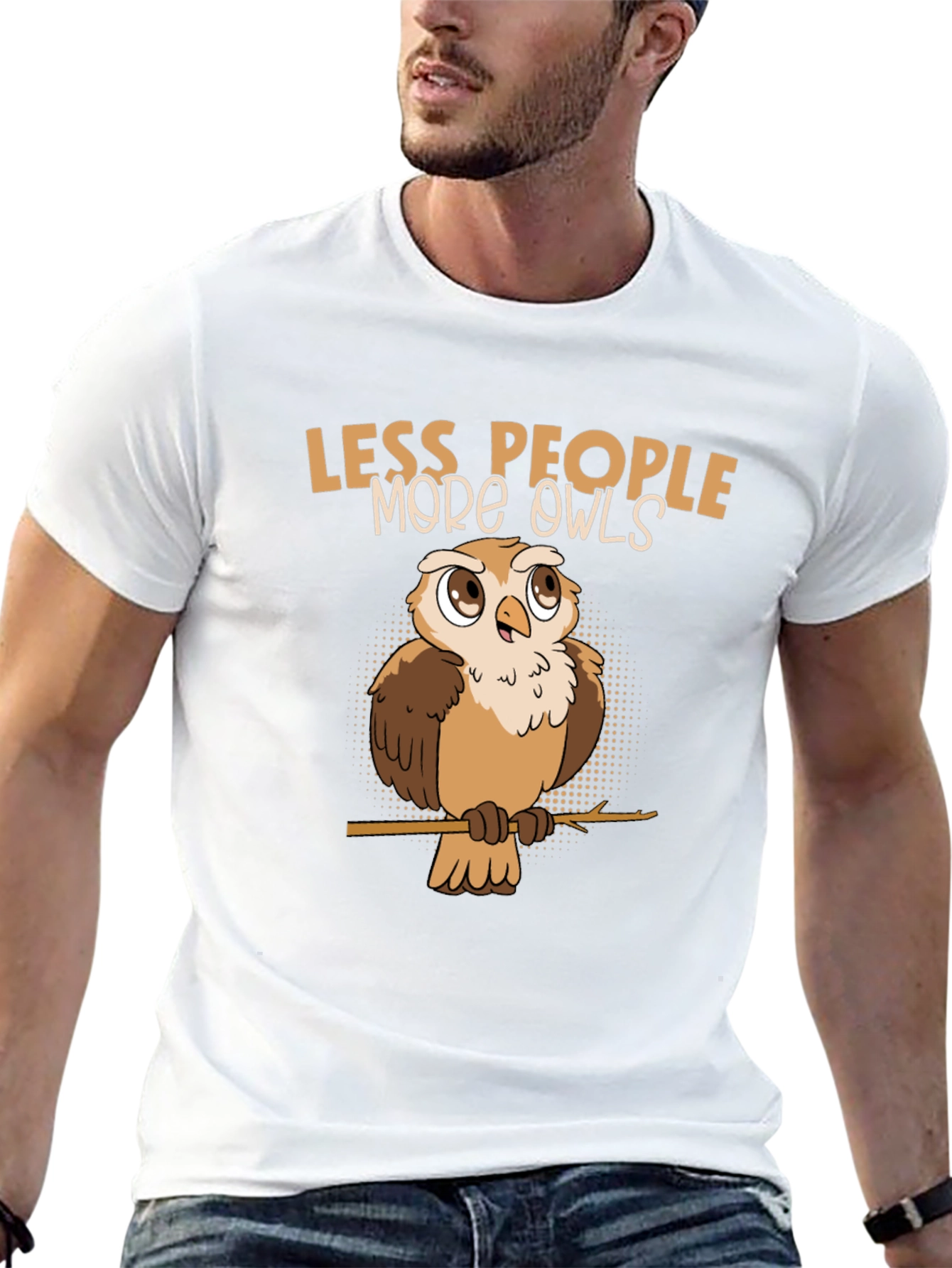 Black Less People More Owls Graphic Tee view 13