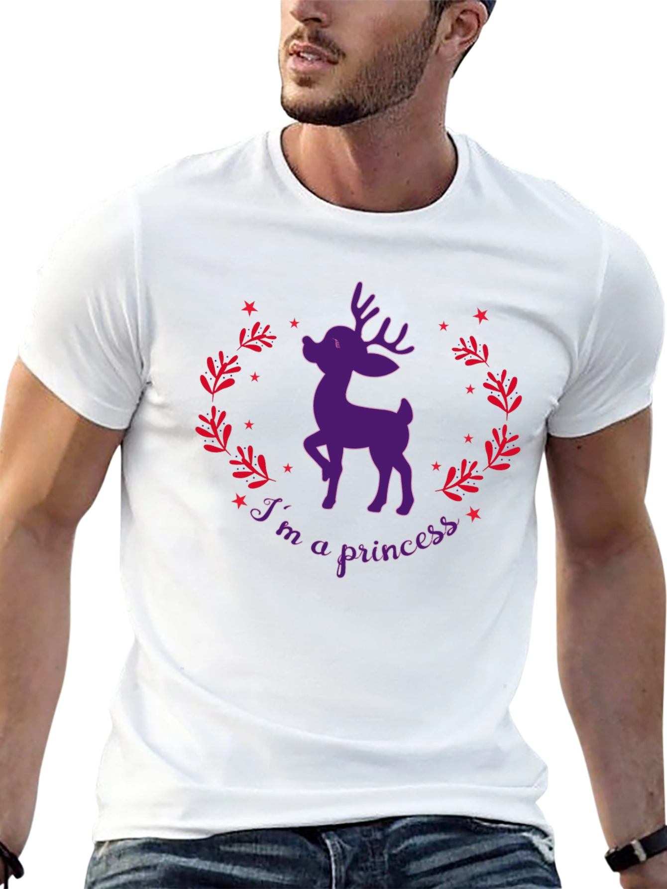 Black I'm a Princess Deer Graphic T-Shirt view 13