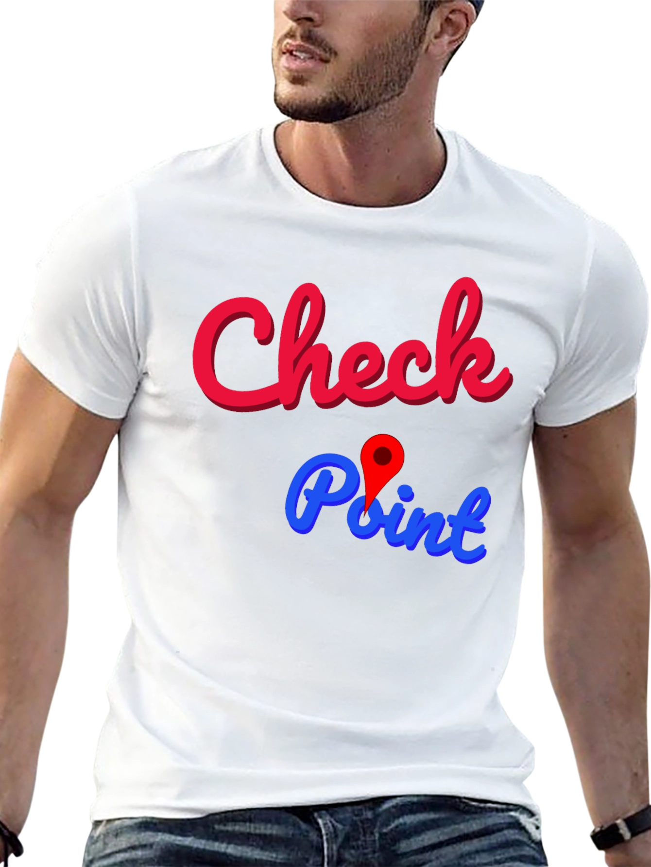Black Check Point Graphic Tee - Stylish Cotton Blend view 13