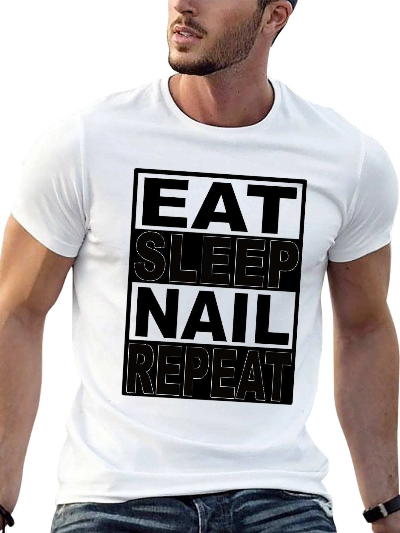 Black Eat Sleep Nail Repeat Black T-Shirt view 13