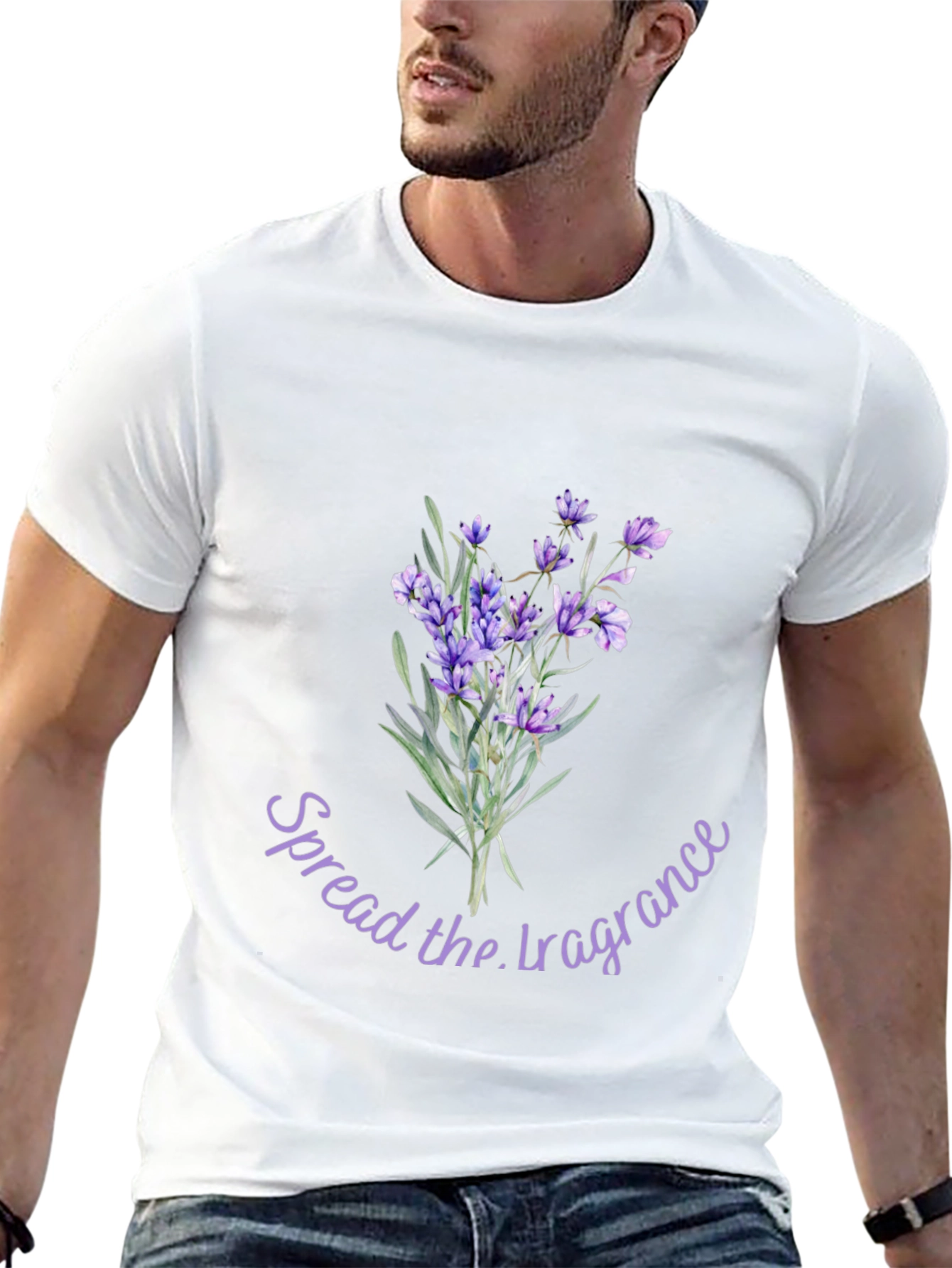 Black Floral Lavender 'Spread the Fragrance' Graphic T-Shirt view 13