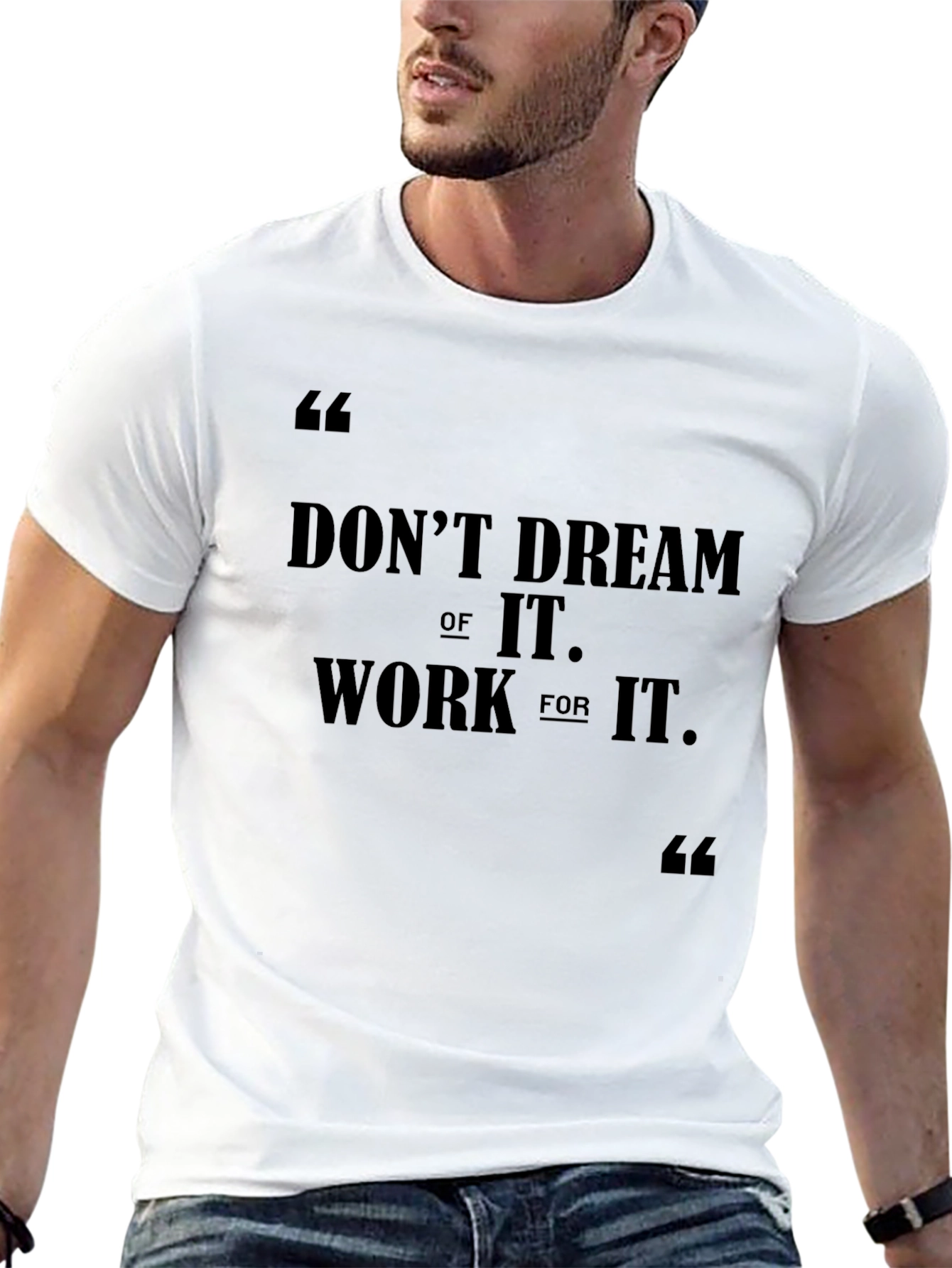 Black Motivational Black T-Shirt: Don't Dream, Work view 13
