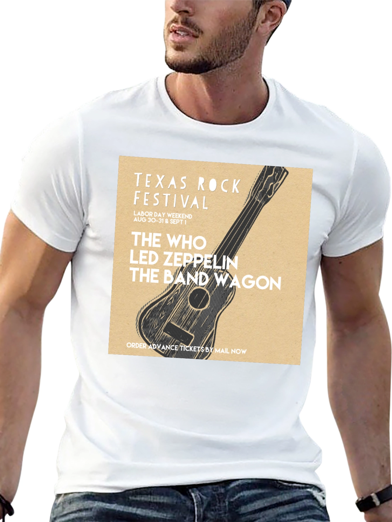Black Texas Rock Festival T-Shirt: The Who, Led Zeppelin, Band Wagon view 13
