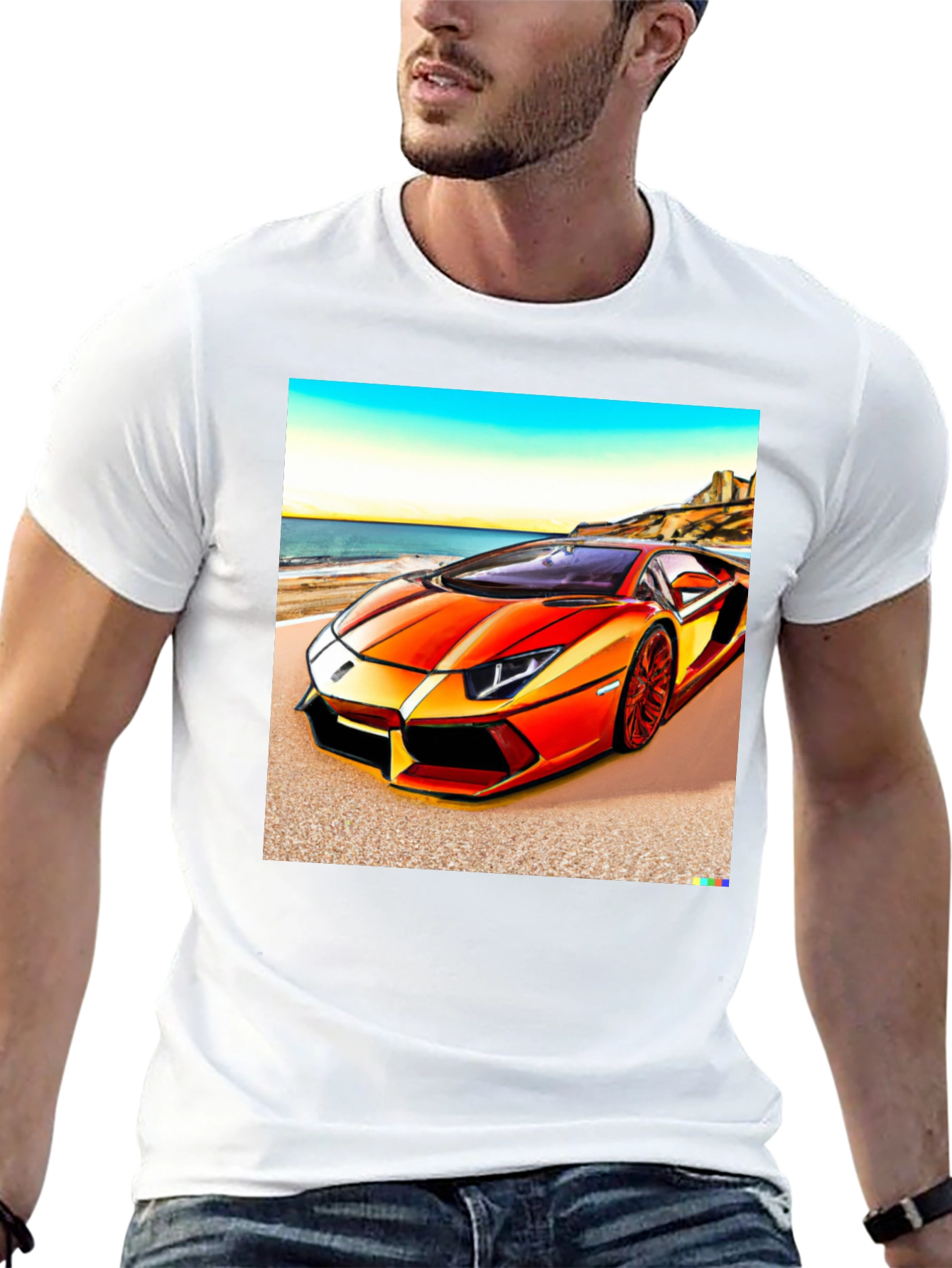 Black Orange Lamborghini T-Shirt view 13