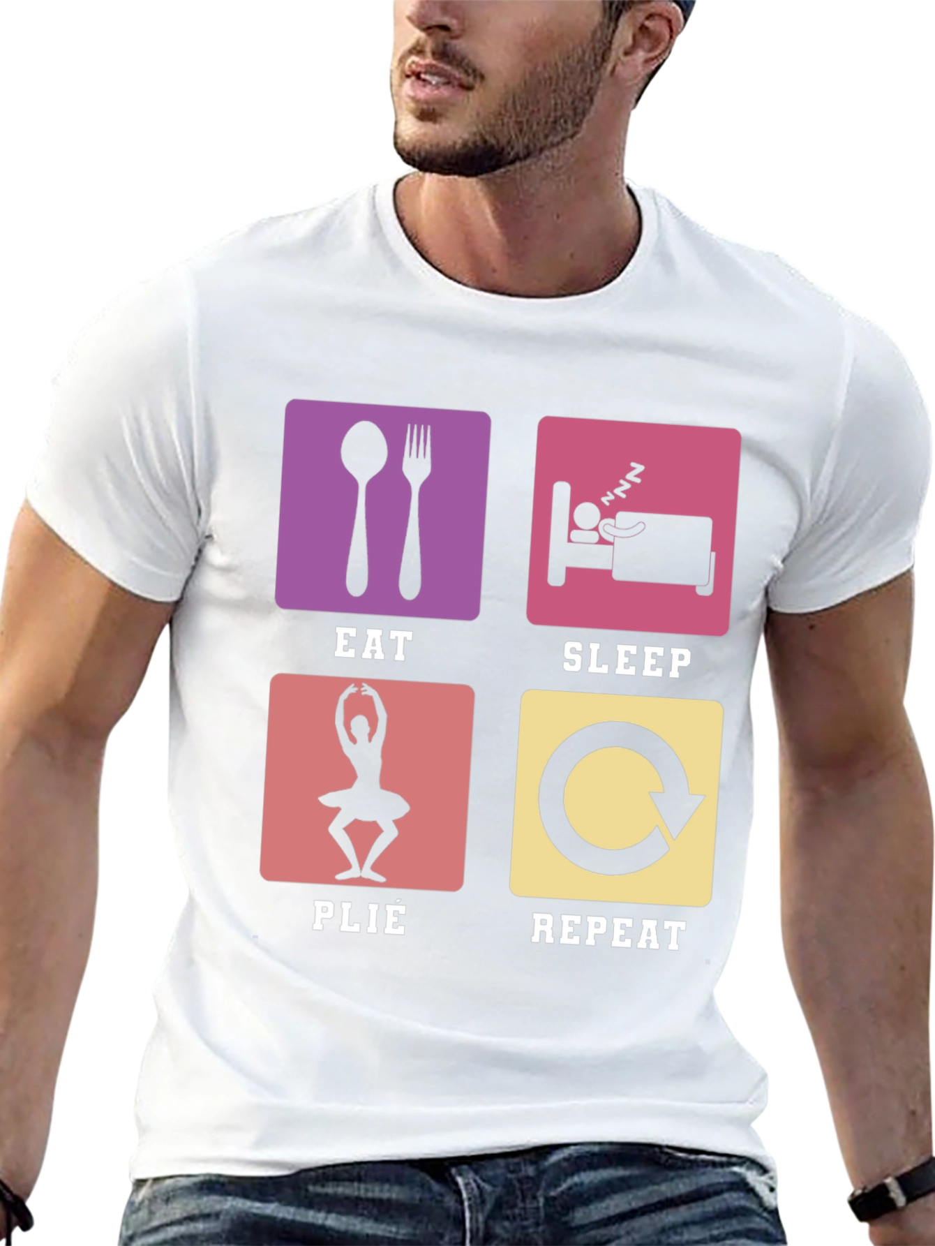 Black Eat Sleep Plie Repeat T-Shirt - Ballet Dancer Gift view 13