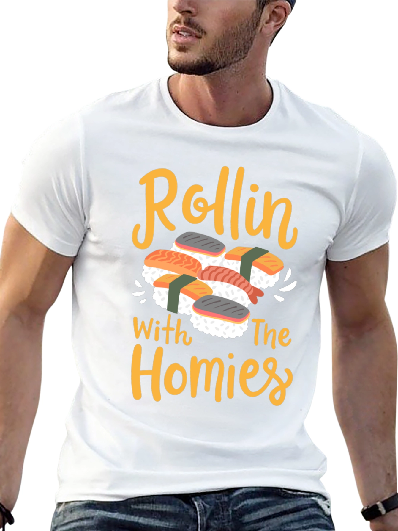 Black Rollin' With The Homies Sushi Graphic Tee view 13