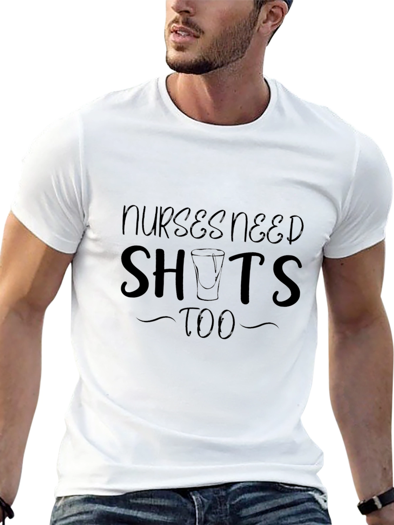 Black Nurses Need Shots Too Black Graphic T-Shirt view 13