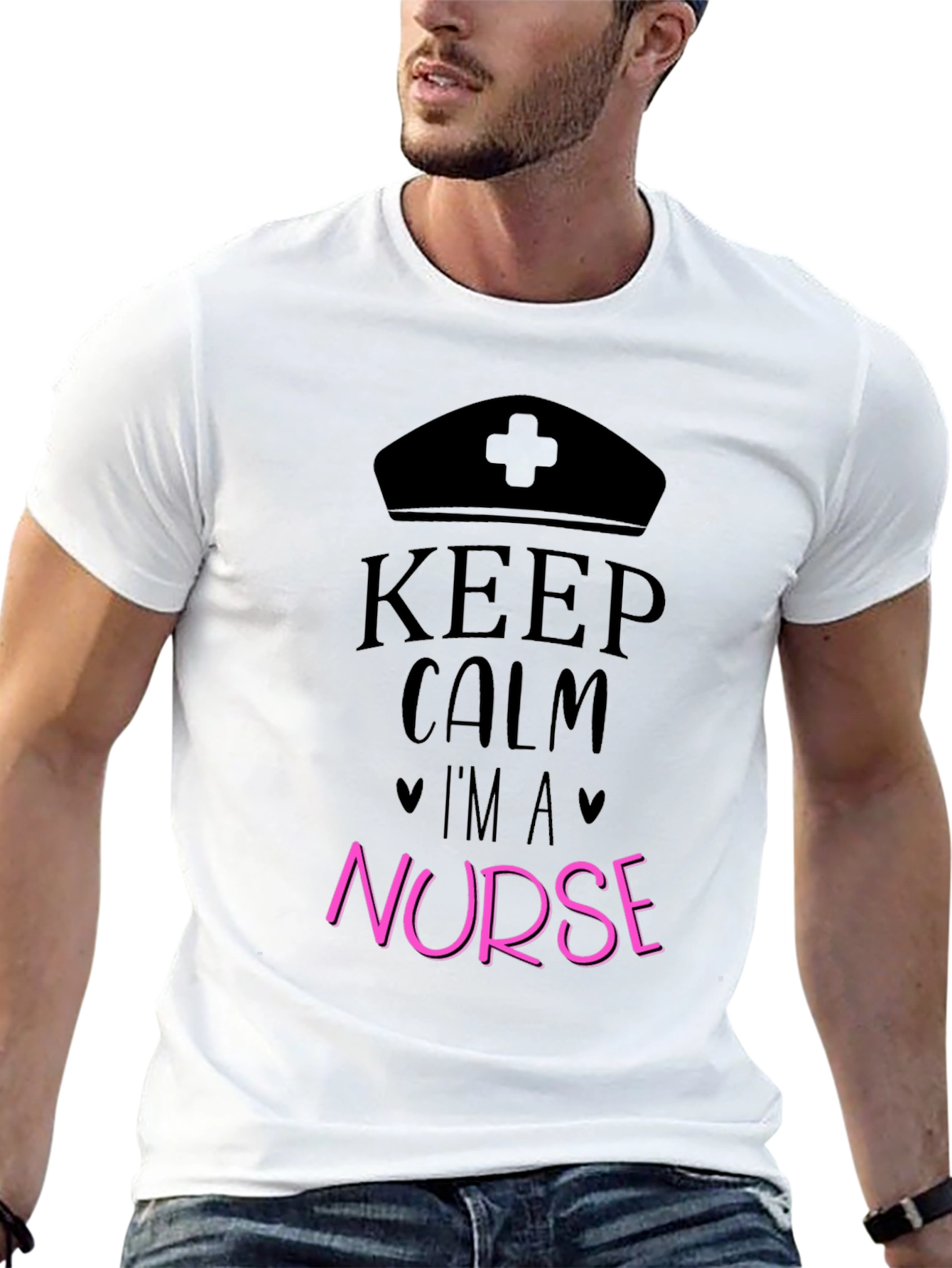 Black Keep Calm I'm A Nurse Black T-Shirt view 13