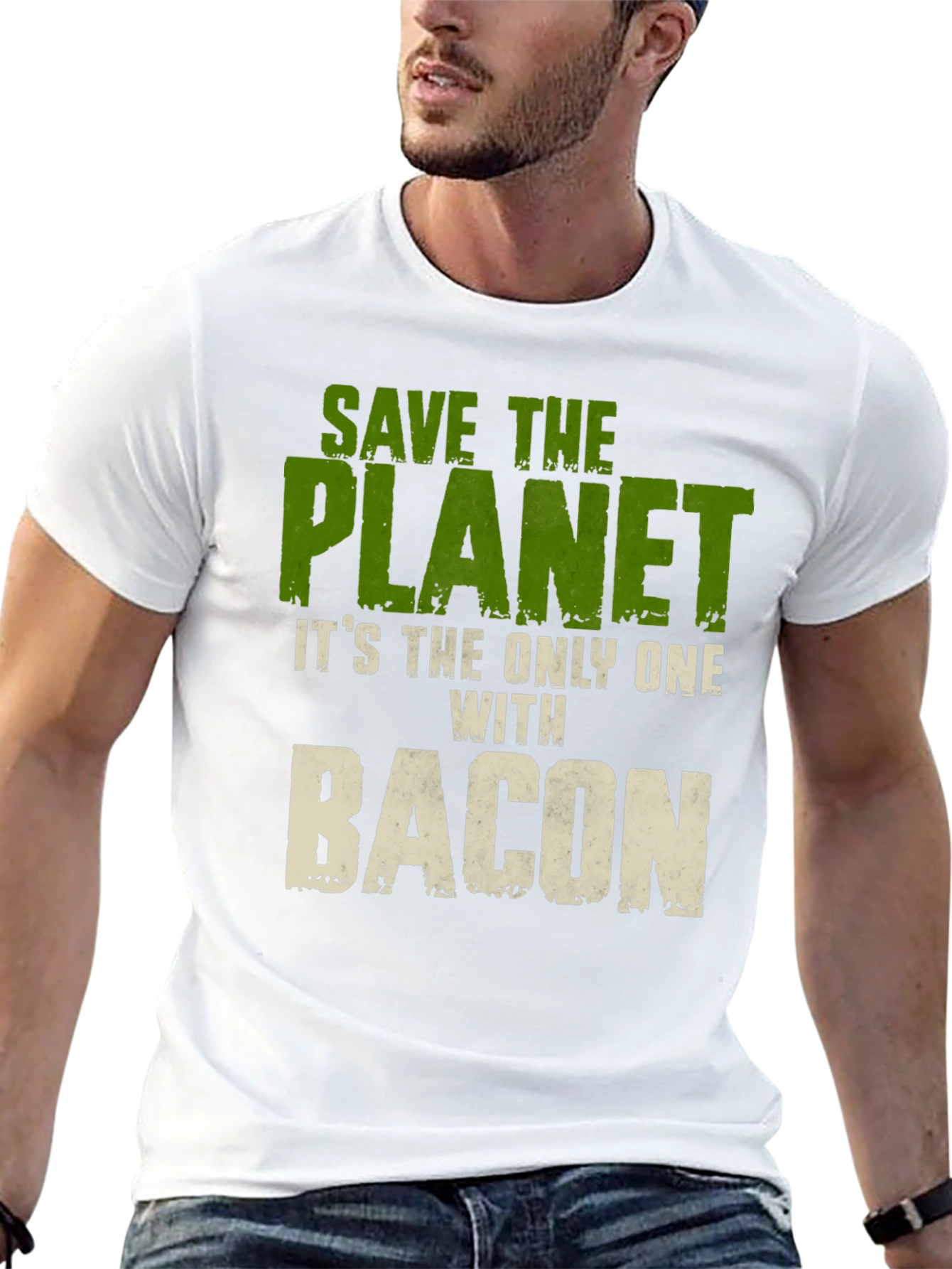 Black Save The Planet Bacon Graphic T-Shirt view 13