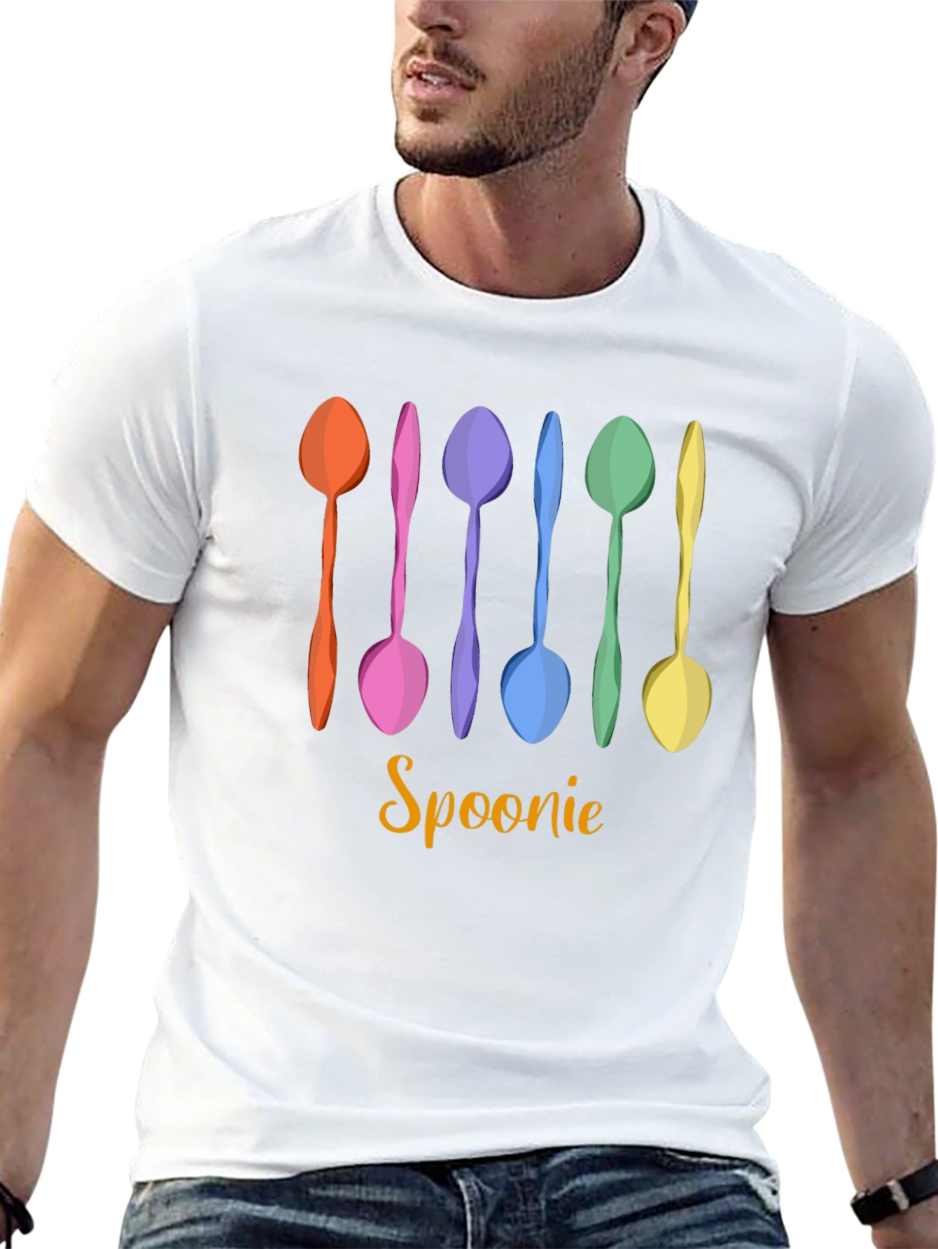 Black Spoonie T-Shirt - Colorful Spoon Design view 13