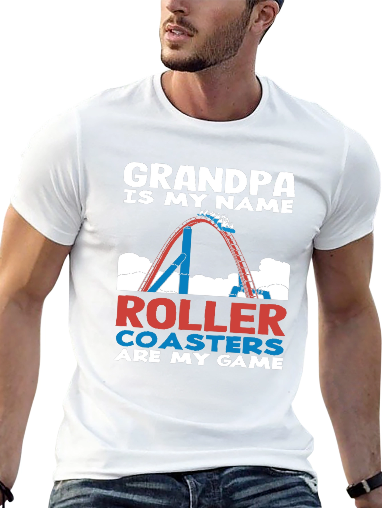 Black Grandpa Roller Coaster Game T-Shirt view 13