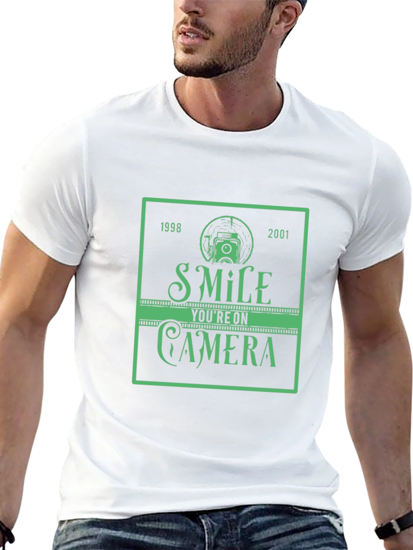 Black Smile You're on Camera Black T-Shirt view 13