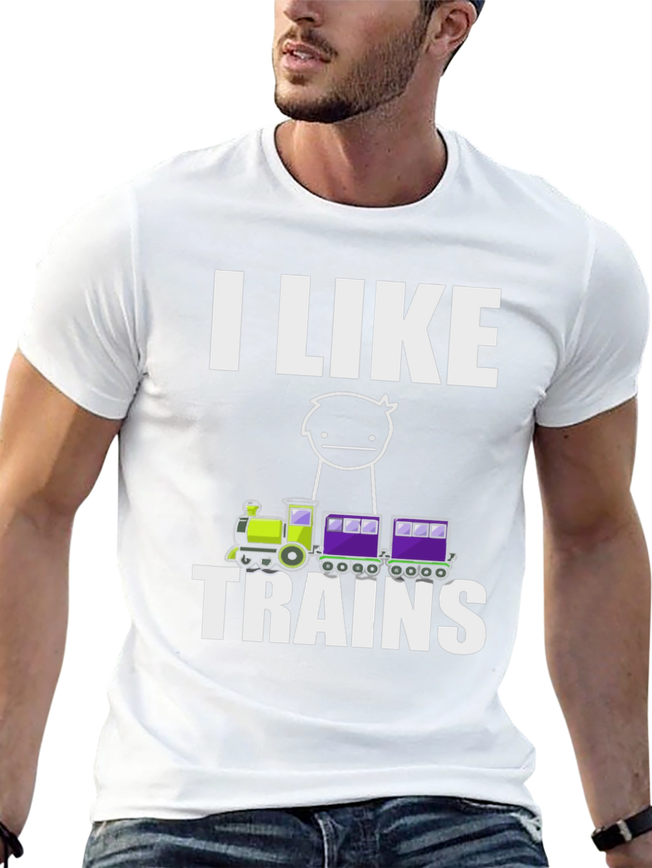 Black I Like Trains Funny Meme T-Shirt view 13